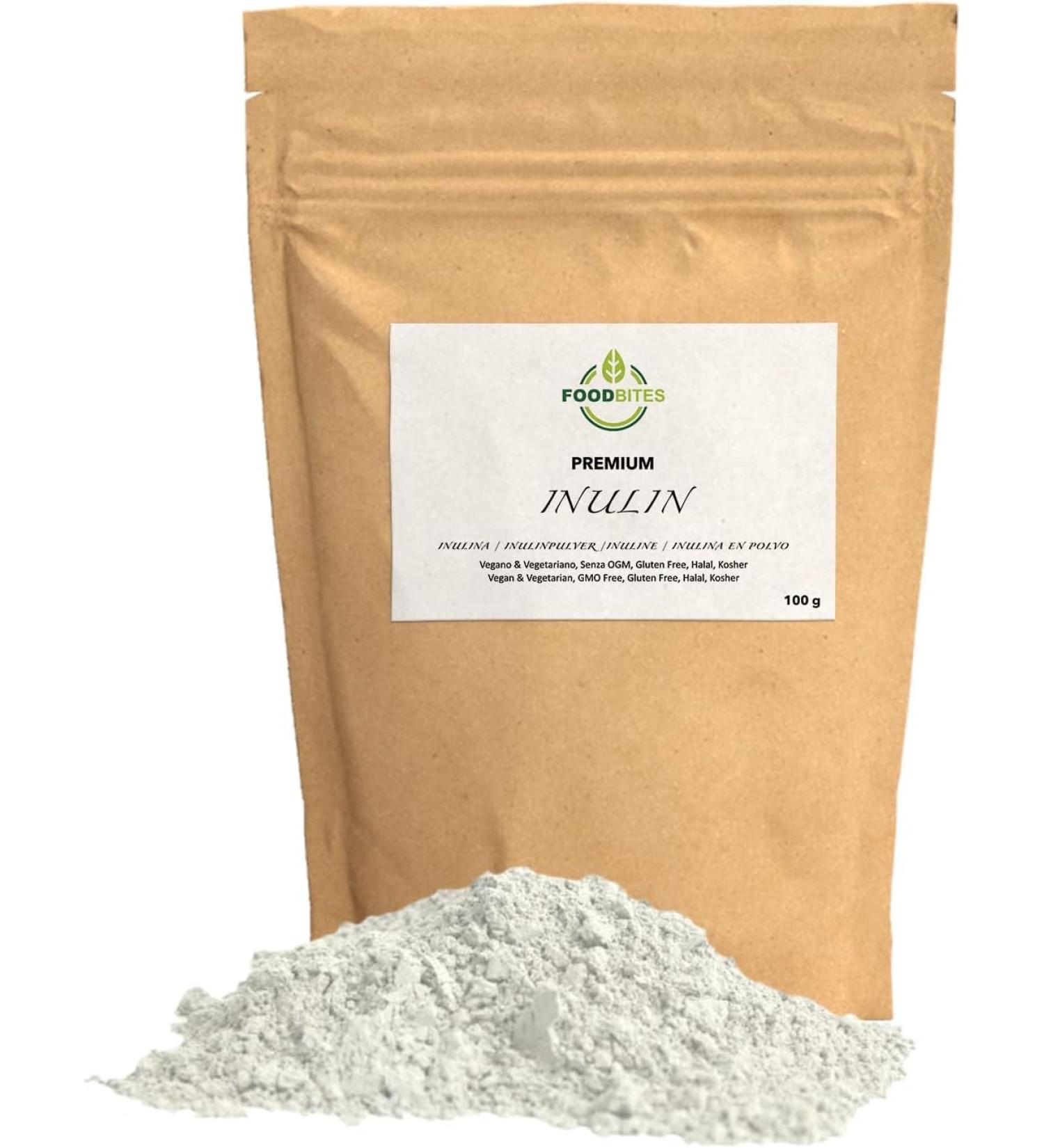 Inulin Powder 100g - Prebiotic Fiber for Physiological Maintenance of the Intestine - Chicory Inulin 100% Purity - Buy Online on GoSupps.com