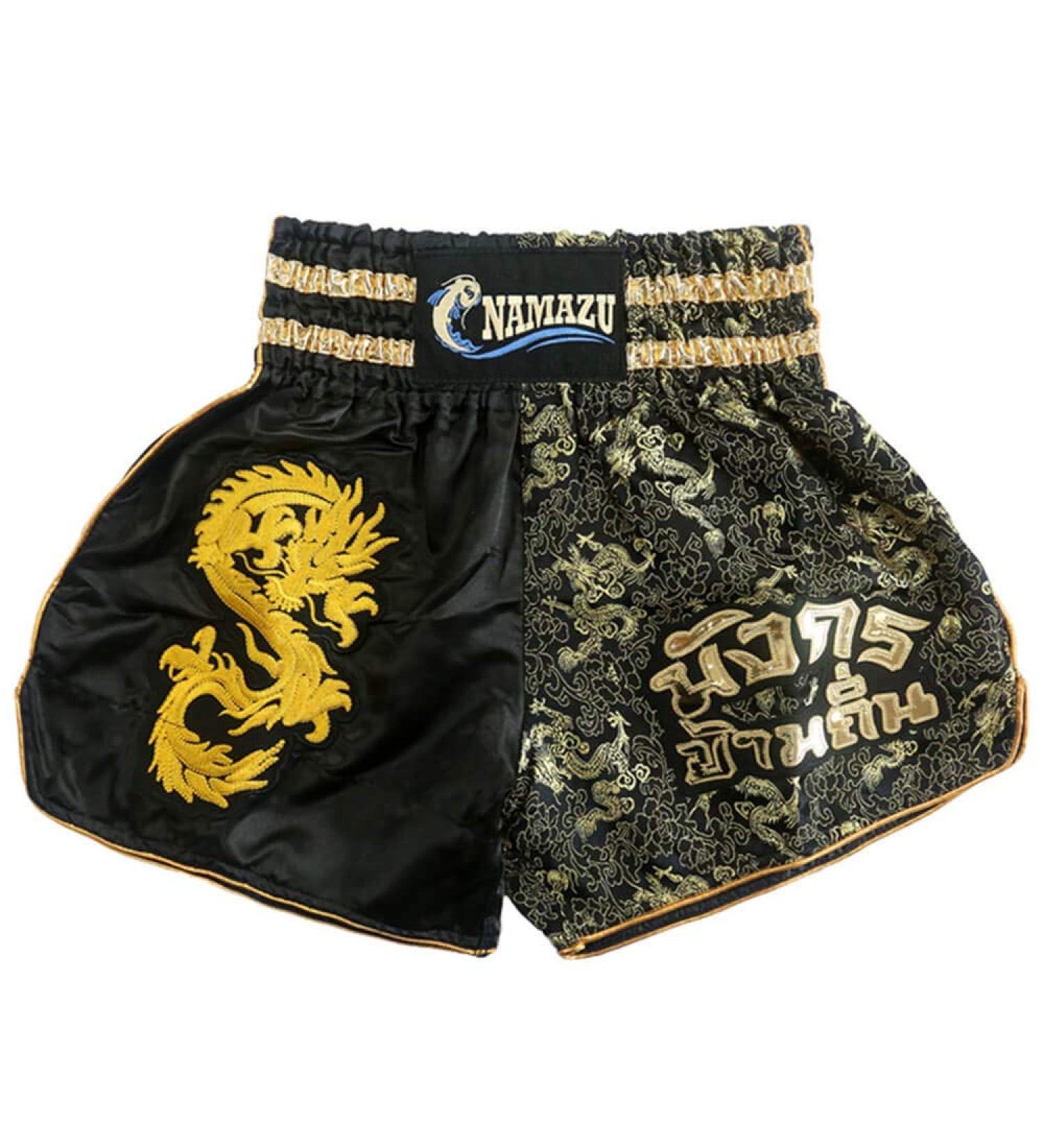 NAMAZU Muay Thai Shorts, High Grade MMA Gym Boxing Kickboxing Shorts - Black Large | Men and Women - Buy Online on GoSupps.com