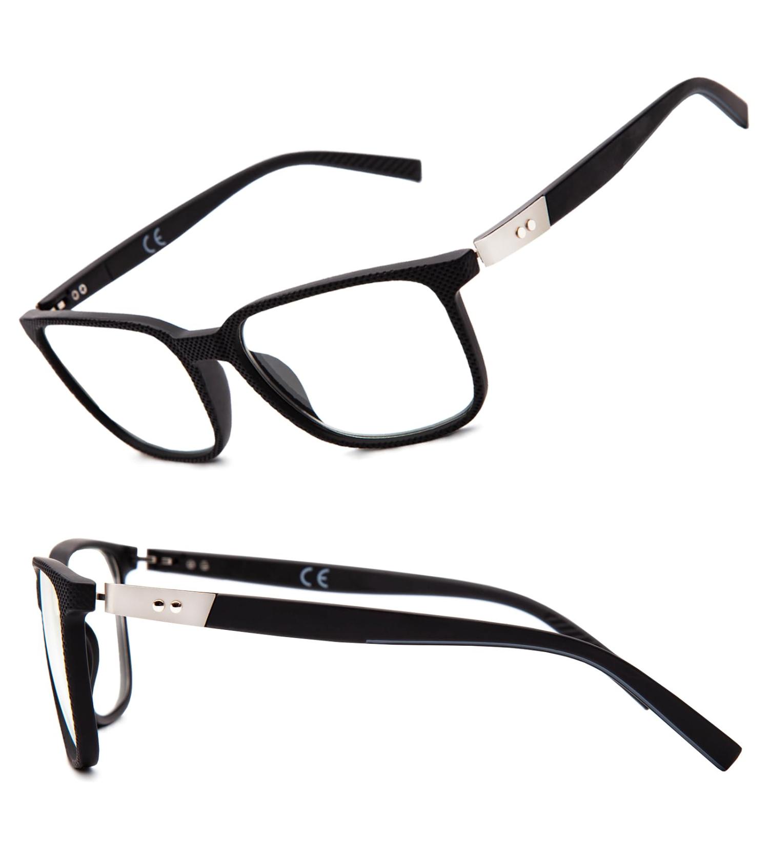 Amorays Rectangle Frame Reading Glasses for Men - Sport Style Flexible Anti-Blue Light Spring Hinges +3.00 Black - Buy Online on GoSupps.com