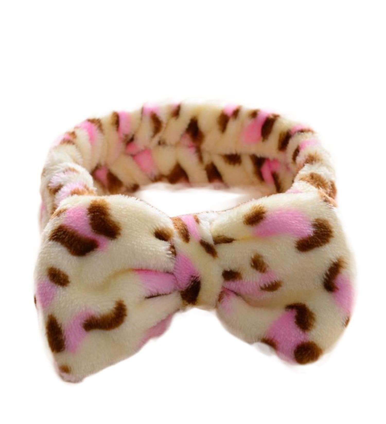 Demarkt Bowknot Hairband - Leopard Pink Makeup & Cosmetic Shower Headband for Women | International Shipping - Buy Online on GoSupps.com