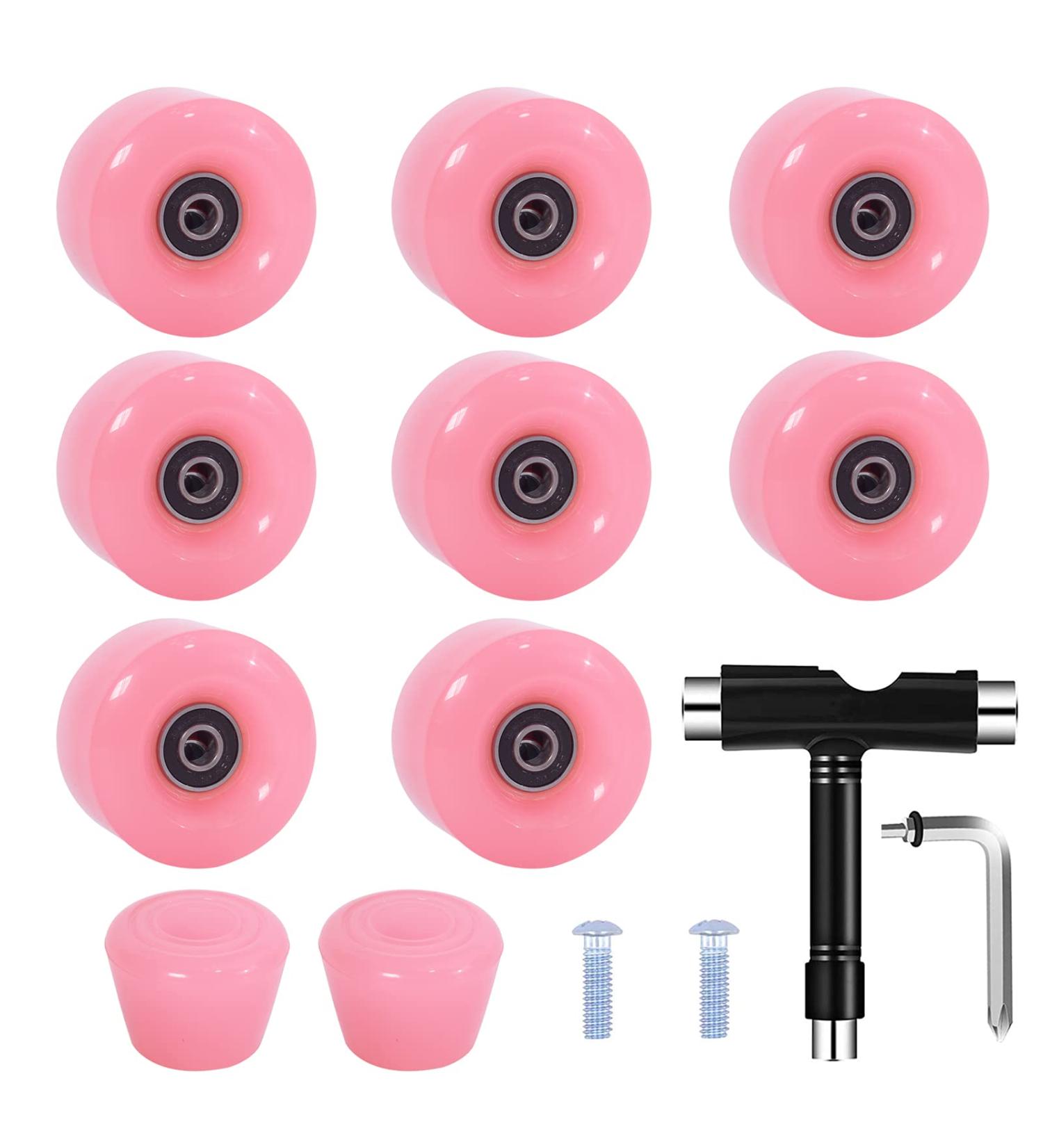 VNAKER 8 Pack Quad Roller Skate Wheels Set with Toe Stoppers 58mm x 32mm 82A Outdoor/Indoor Quad Roller Skate Wheels - Pop Quad Roller Skate Wheels Pink - Buy Online on GoSupps.com