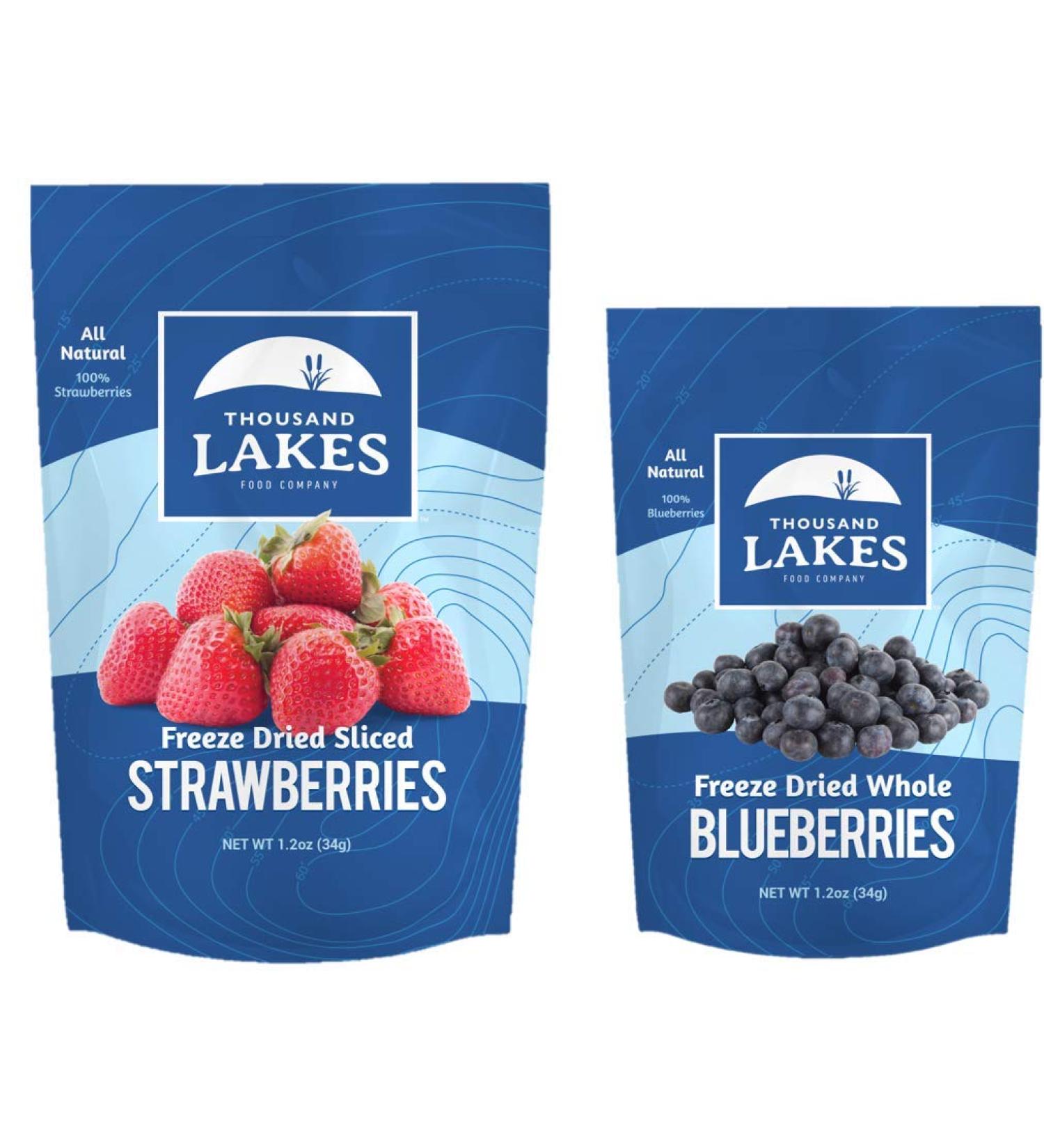 Thousand Lakes Freeze Dried Fruits and Vegetables - Blueberries  Strawberries 2-pack  No Sugar Added  100 Berries Strawberries  Blueberries 1.2 Ounce (Pack of 2) - Buy Online on GoSupps.com