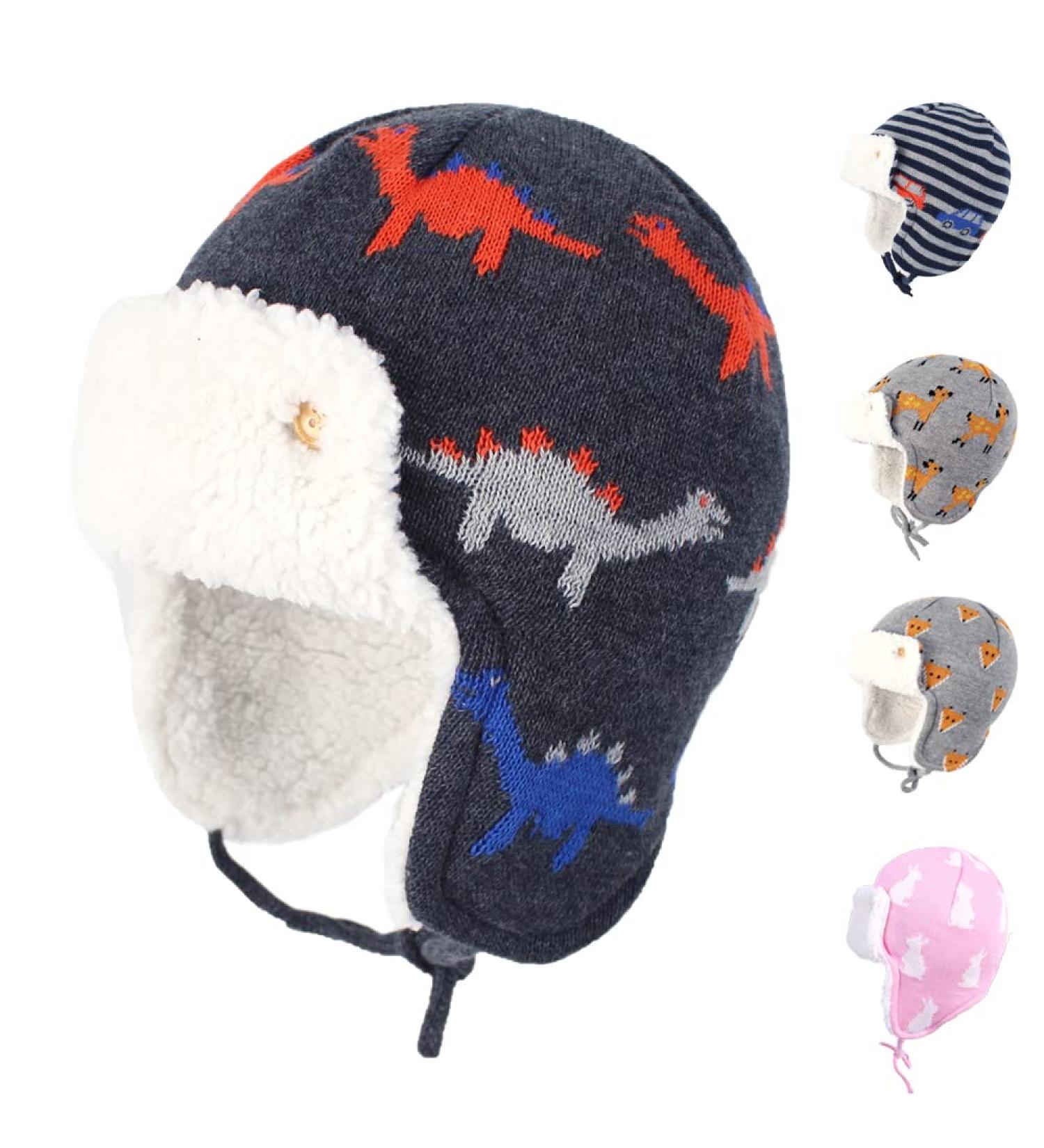 Gajaous Baby Winter Beanie Hat with Animals Earflap | Fleece Lined Warm Hat for Kids 0-12 Months - Buy Online on GoSupps.com