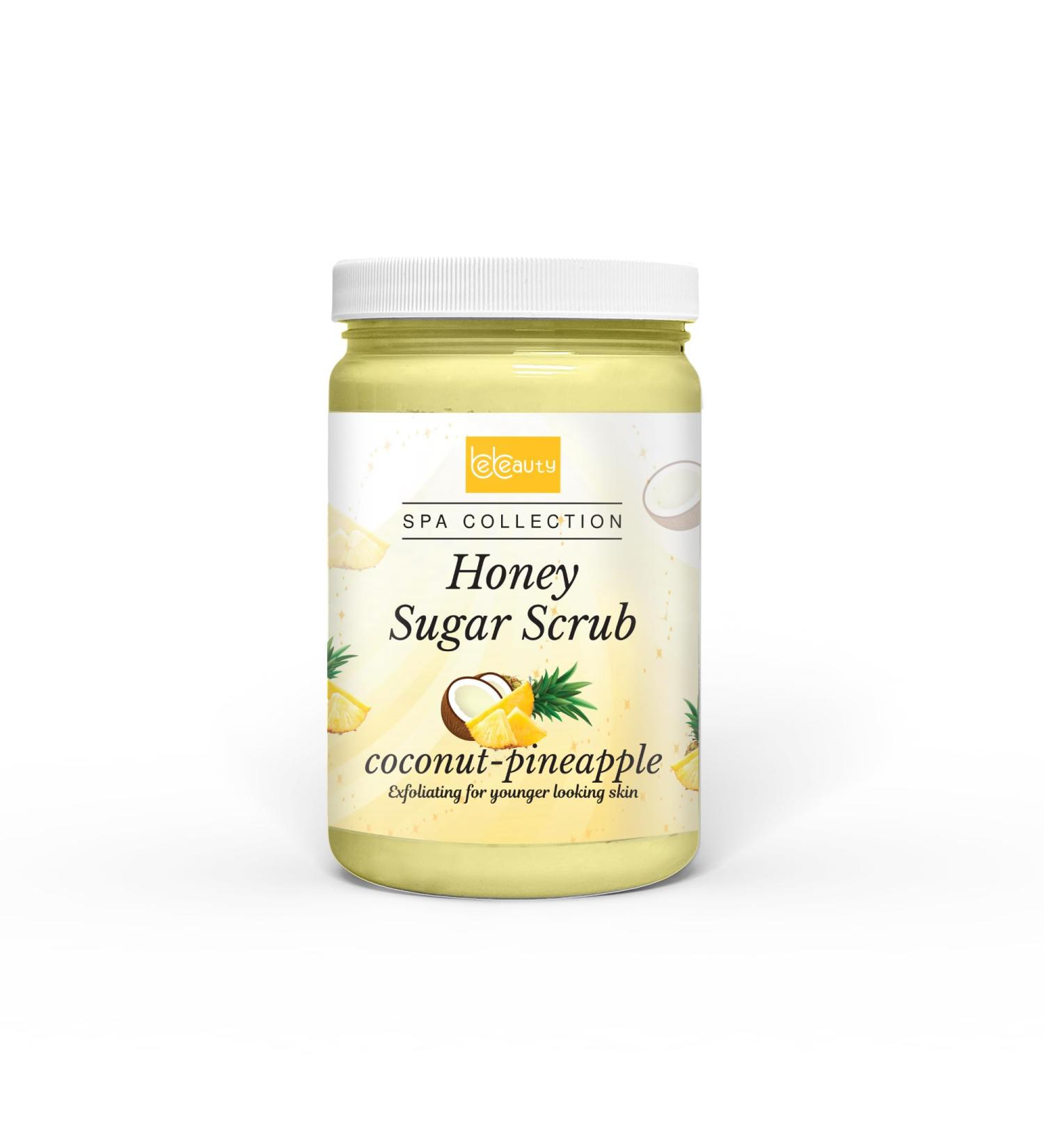 Coconut Pineapple Honey Sugar Scrub Hydrating Exfoliating Body Scrub with Tropical Coconut & Pineapple Scent by BeBeauty 32 oz 32 Ounce