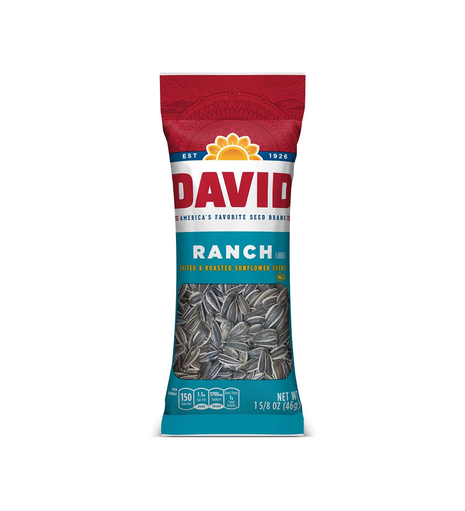 DAVID SEEDS Roasted & Salted Ranch Sunflower Seeds 1.625 oz - Pack of 12 - Buy Online on GoSupps.com