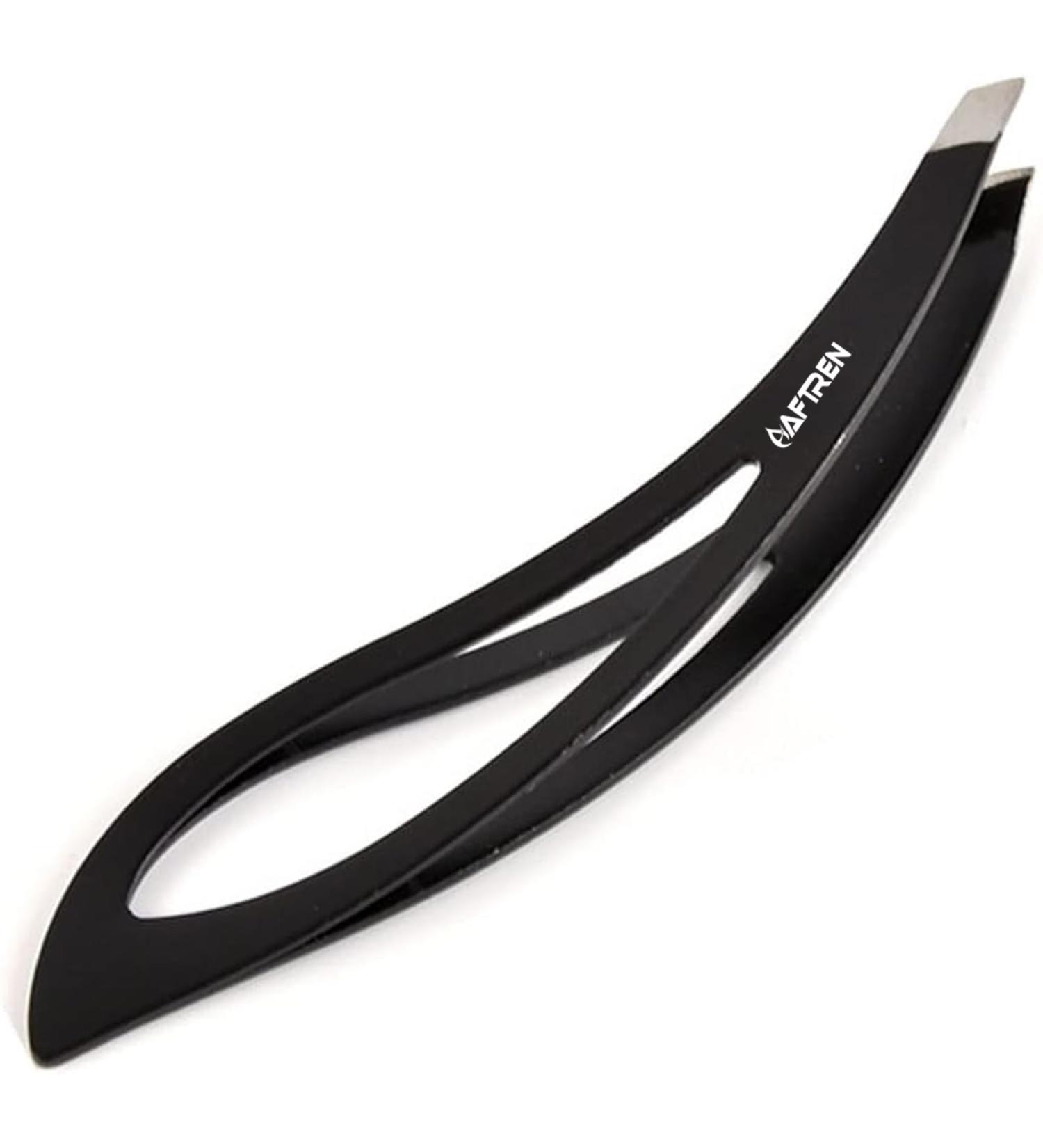 Wide Grip Slant Tweezers - German Stainless Steel - Hand-Filed Slanted Tips for Ultra-Precision - Tweezers for Eyebrows and Nose/Ear/Facial Hair - Professional Grade (Black) - Buy Online on GoSupps.com