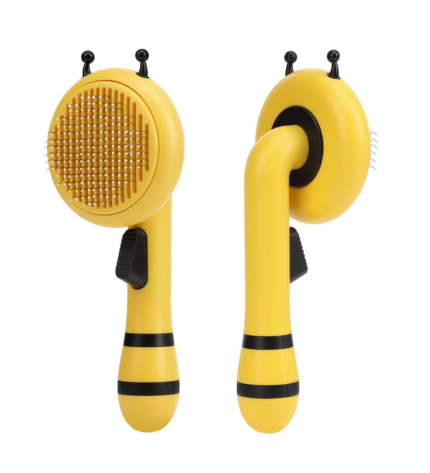 YNNICO Self Cleaning Slicker Brush for Dogs and Cats - Shedding & Grooming Tool in Yellow - Buy Online on GoSupps.com