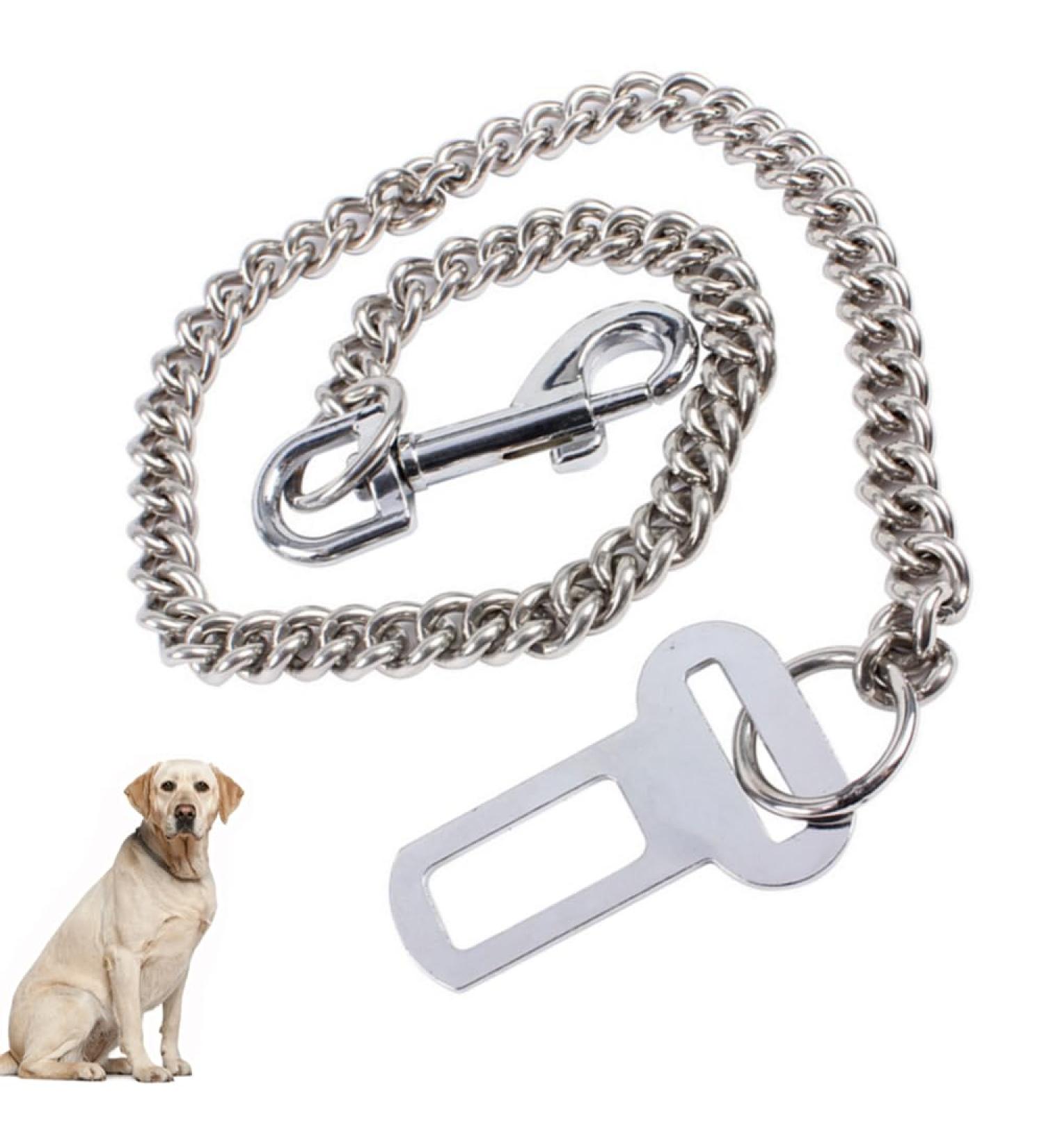 JLEivvi Dog Seat Belt for Car Stainless Steel Dog Car Seat Belt Vehicle Travel Dog Harness Dog Chain Pet Vehicle Safety Restraint Cable for Puppy Small Medium Large Dogs(60cm) - Buy Online on GoSupps.com