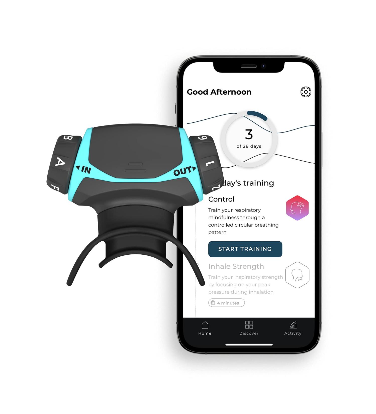 Airofit Active Breathing Trainer & App | Enhance Lung Capacity & Active Lifestyle | Turquoise - Buy Online on GoSupps.com