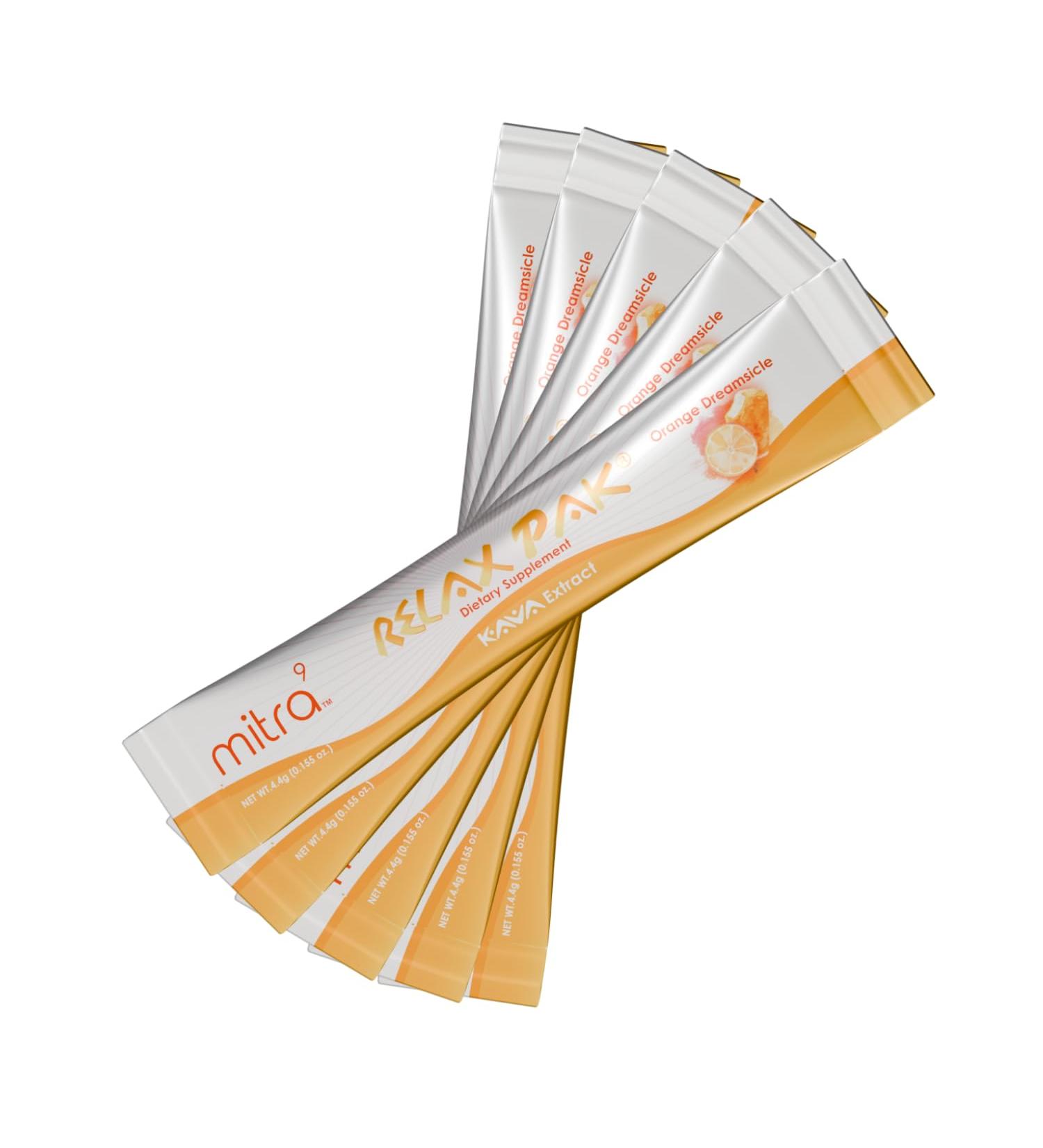 Mitra9 Kava Powder RelaxPak - Orange Dreamsicle Kava Extract Powder Packets | Mood Enhancer | Plant Based | Promotes Natural Calm & Clarity | Easy Open Single-Serving Stick (5) - Buy Online on GoSupps.com