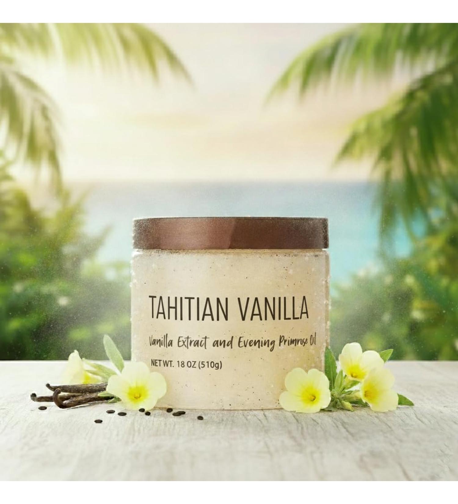 Body Sugar Scrub with Shea Butter Tahitian Vanilla Scent 18 oz
