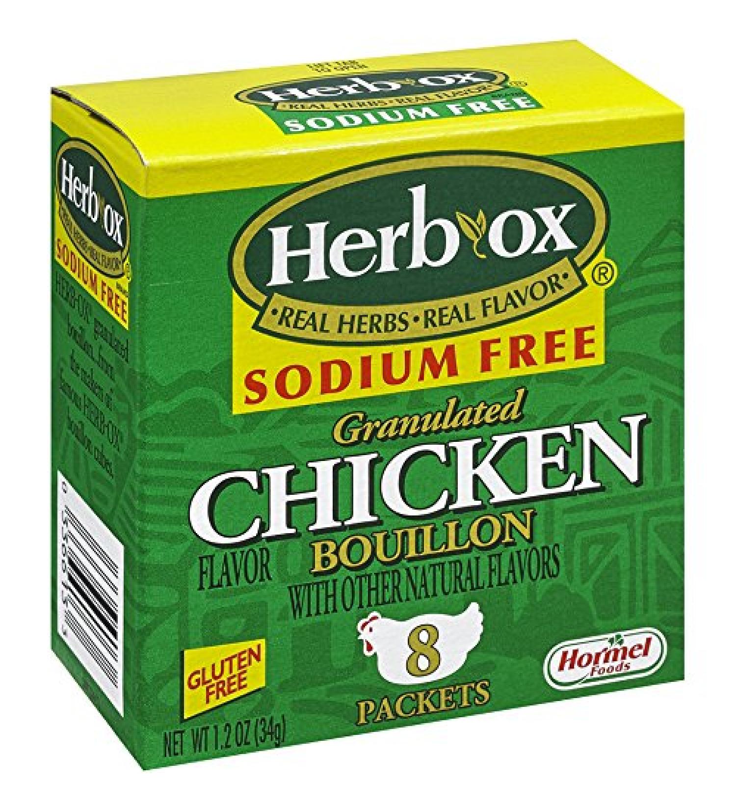 HERB-OX Chicken Bouillon Granules - 8 Packets, 1.2 oz Each - Sodium & Gluten Free - Buy Online on GoSupps.com