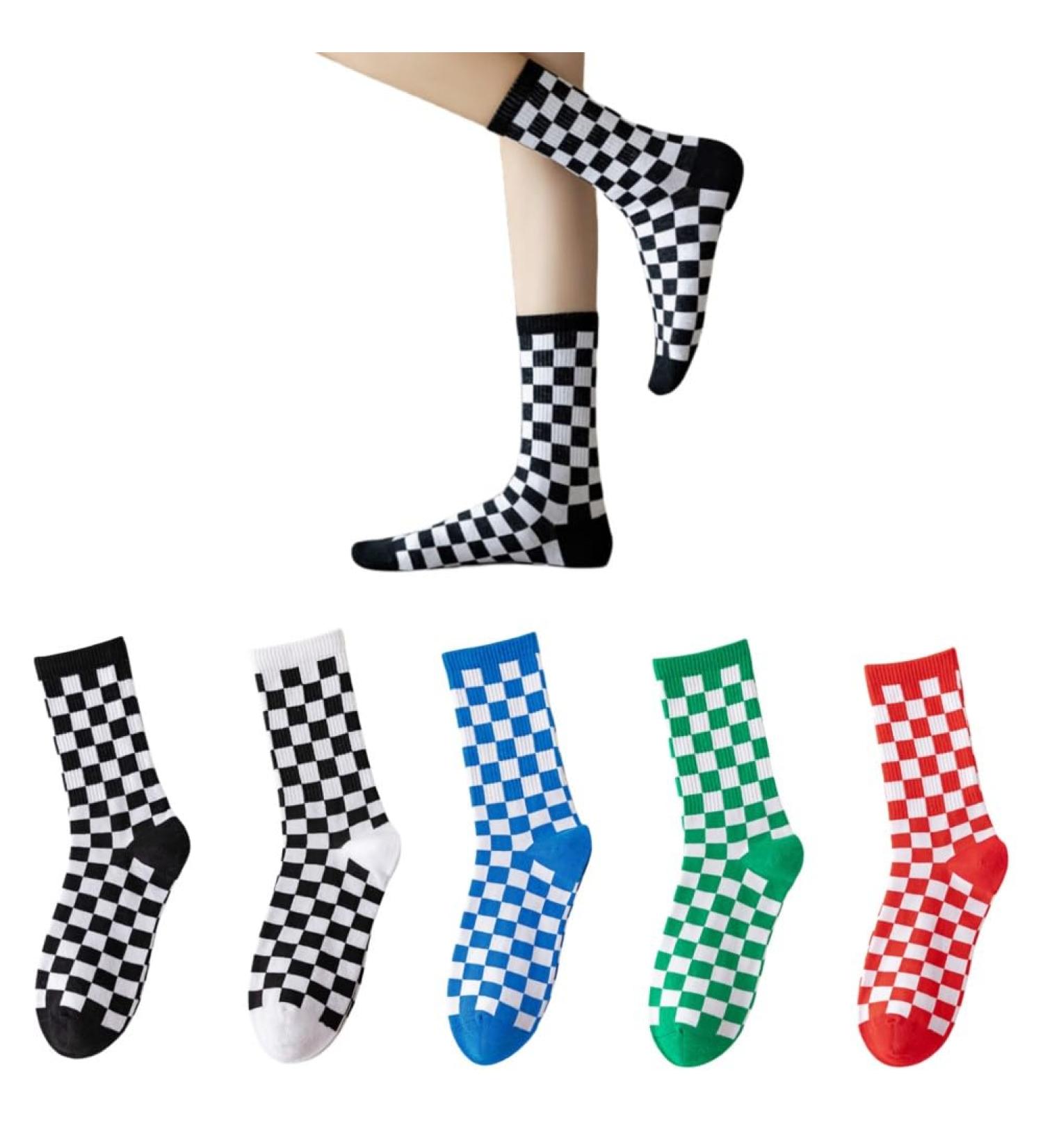 Akamas Women s Colorful Checkered Socks - Funny Breathable Cotton Crew Socks Warm Everyday Sports Socks Size 35-41 - Perfect Gift! - Buy Online on GoSupps.com