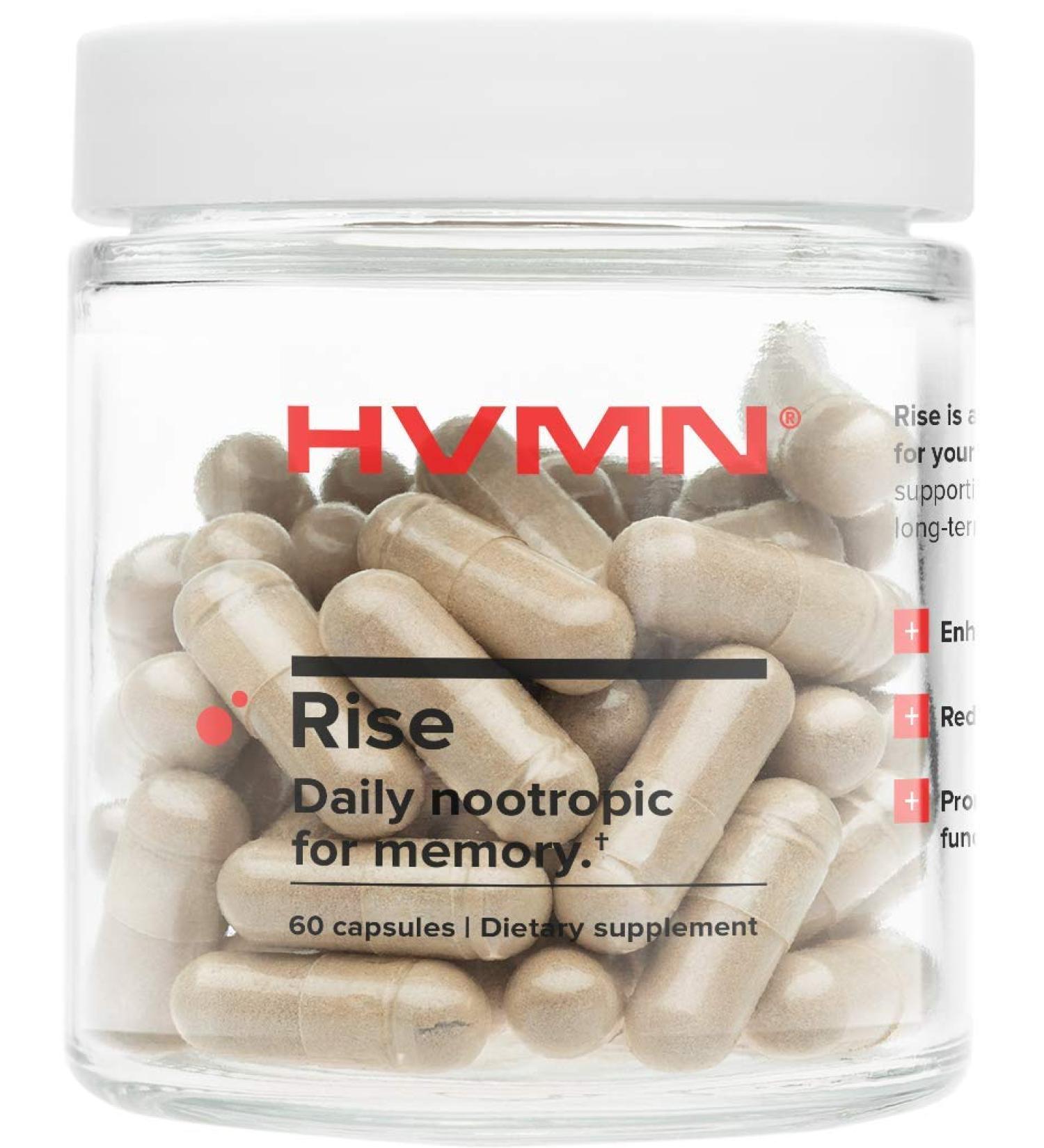 HVMN Rise Nootropic Supplement - Bacopa Monnieri, Ashwagandha, CDP Choline, Citicoline - 60 Count - Buy Online on GoSupps.com