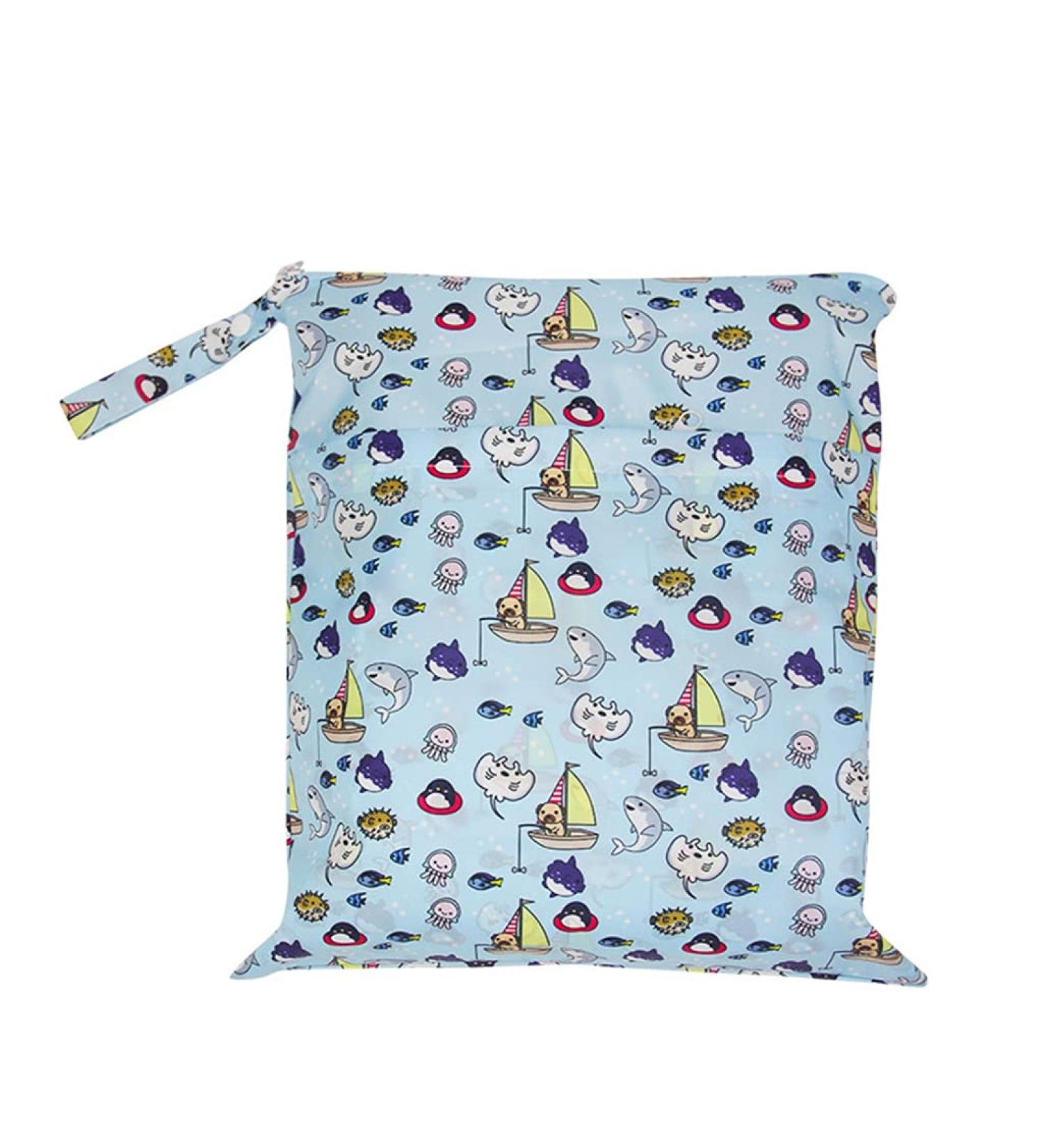 Egurs Wetbag Waterproof Reusable Diaper Bag - Marine Life Design | Eco-Friendly Nappy Bag (30x36cm) - Buy Online on GoSupps.com