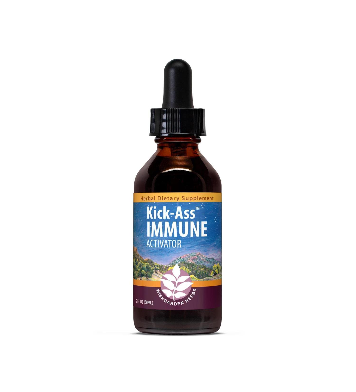WishGarden Herbs Kick-Ass Immune Activator 2oz - Herbal Immune Defense & Booster with Echinacea, OSHA, Elder, Goldenseal - Fast Immunity Boost Formula - Pack of 1 - Buy Online on GoSupps.com