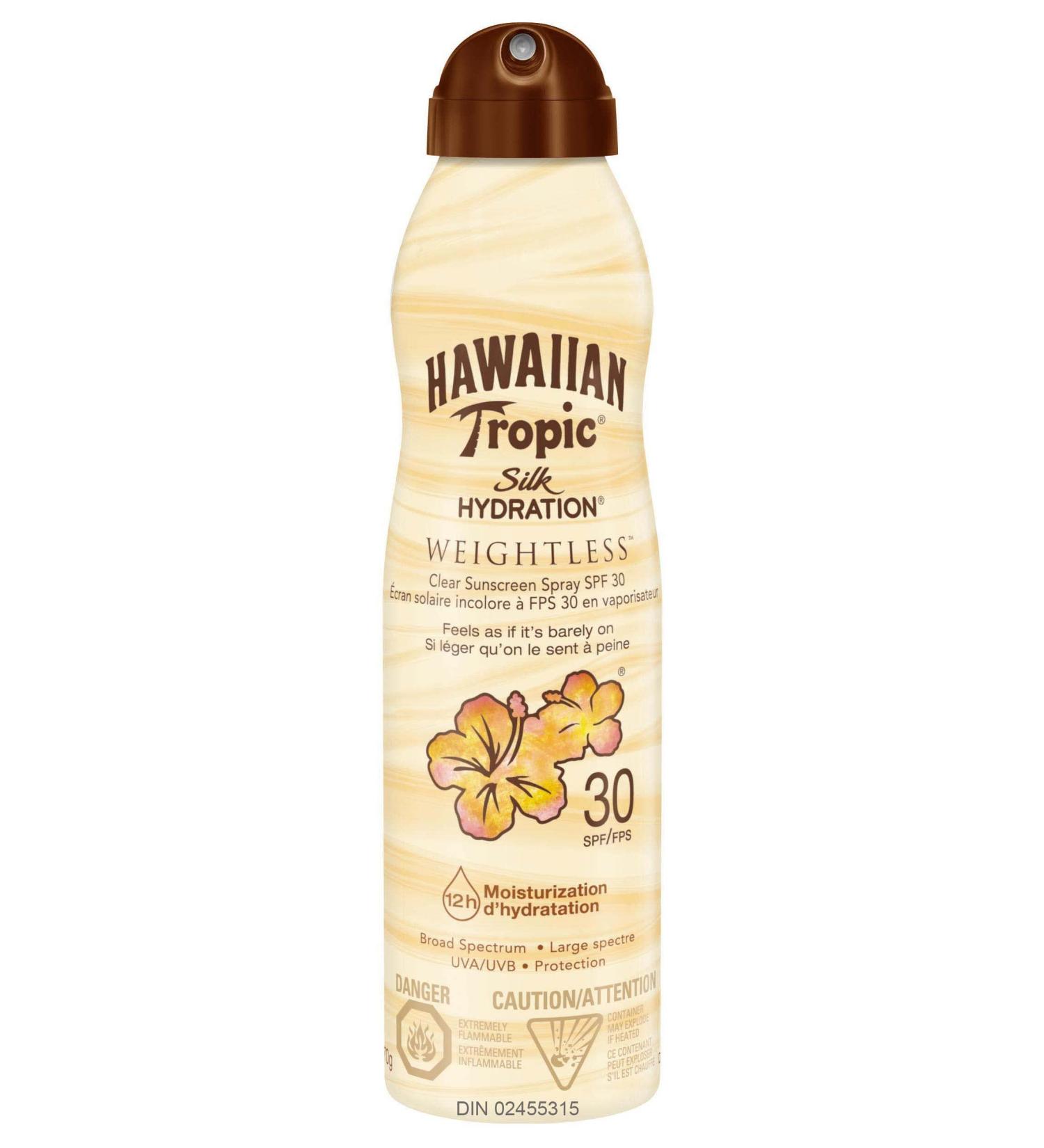 Hawaiian Tropic Silk hydration weightless sunscreen spray with air-soft texture SPF 30 170g - Buy Online on GoSupps.com