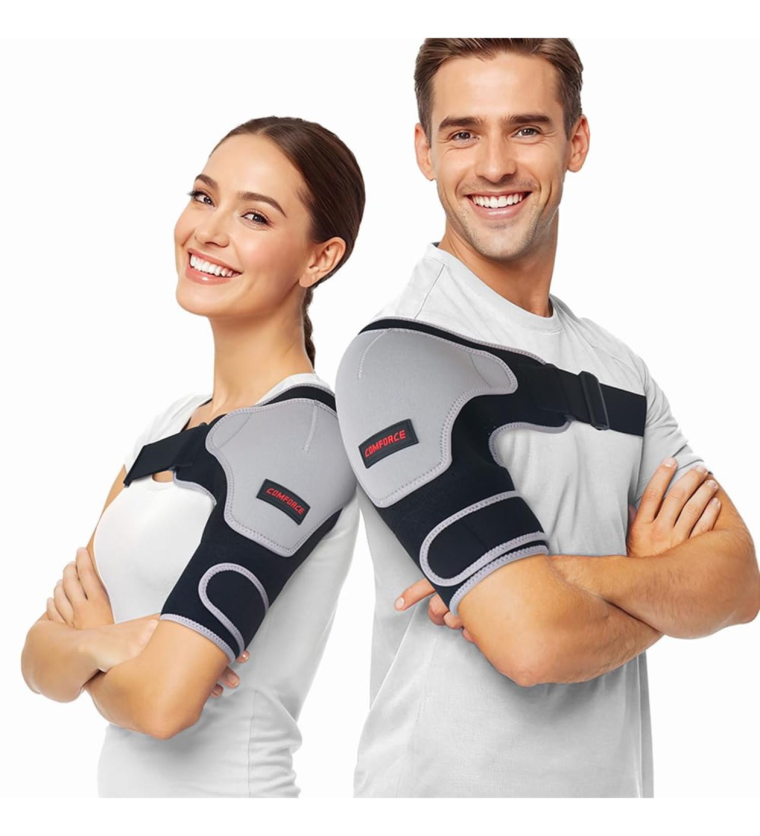 Adjustable Shoulder Brace with Pressure Pad - Neoprene Compression Sleeve for Rotator Cuff & AC Joint Pain Relief - Universal Fit for Men & Women - Buy Online on GoSupps.com