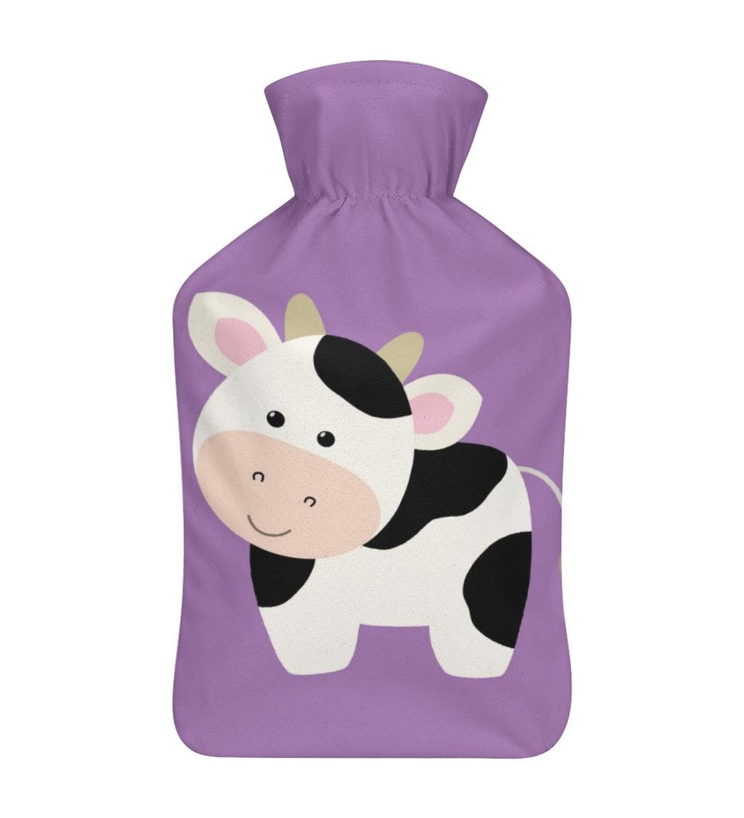 Cute Cow Hot Water Bottle with Plush Cover - Hand Warmer for Adults & Kids | 26.5x15.3cm - International Shipping Available - Buy Online on GoSupps.com