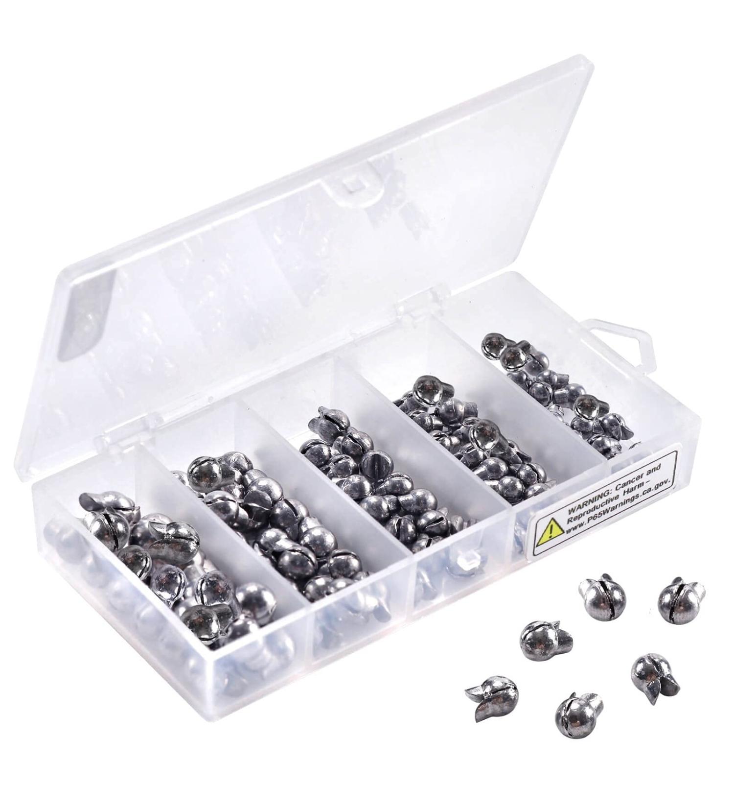 100Pcs Fishing Weights & Sinkers | Round Split Shot Sinker | Removable Lead Egg Sinkers | 5 Sizes 0.007 oz to 0.07 oz | Double Open - Buy Online on GoSupps.com