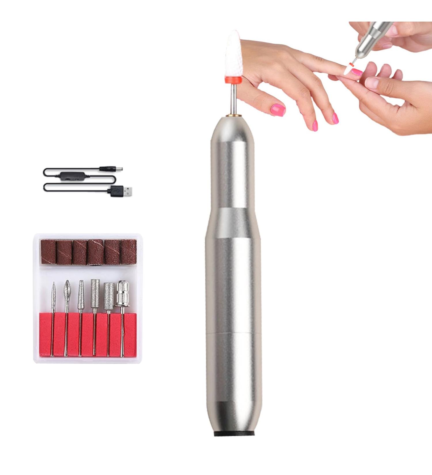 Nail Drill Machine Electric Nail File for Acrylic Nail Kit Polishing Tool for Acrylic Gel Nails Nail Pedicure Kit Supplies for Home Salon Rowces Silver - Buy Online on GoSupps.com