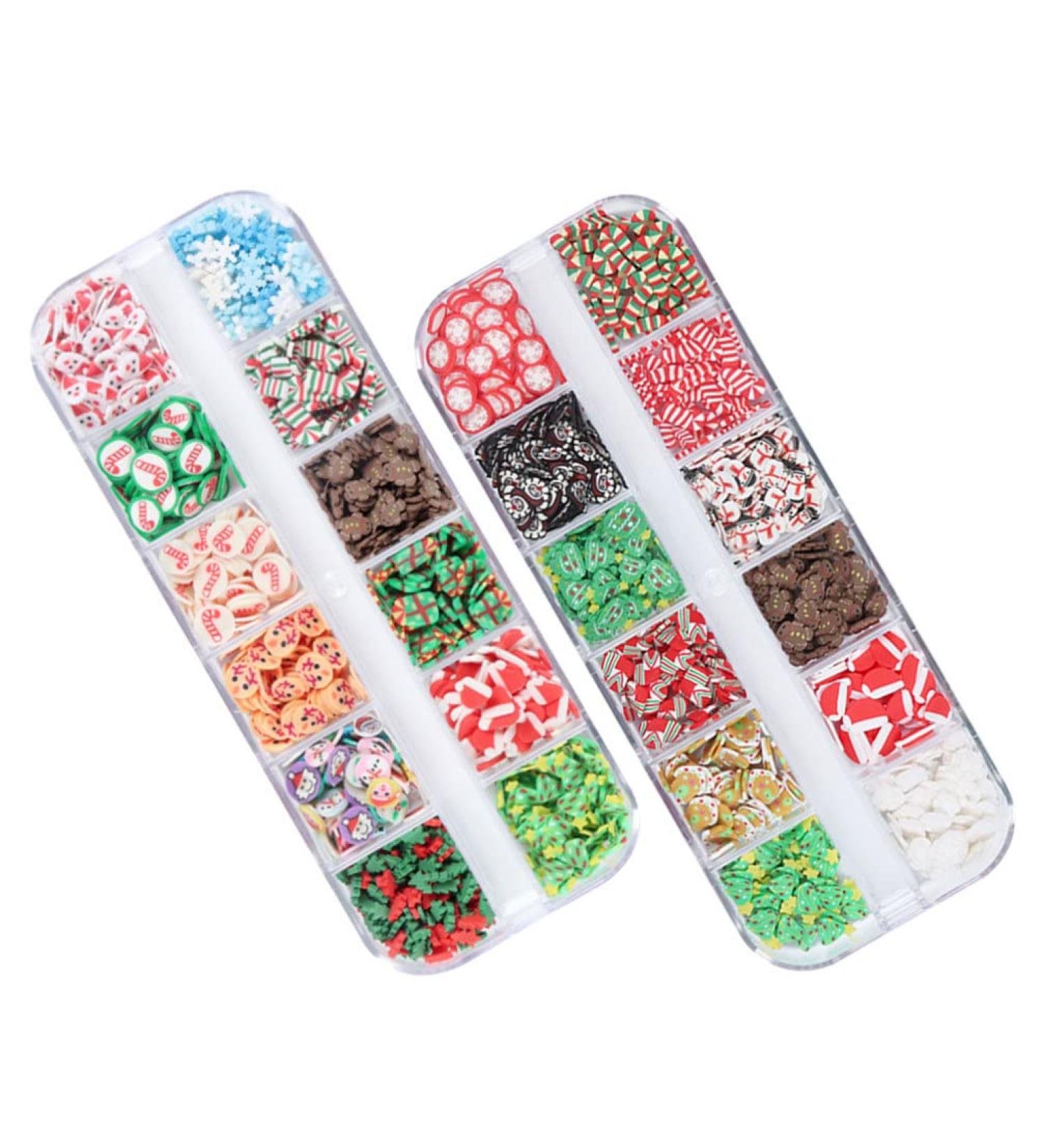 HEALLILY Nail Art Slices 2 Boxes Christmas 3D Nail Art Polymer Clay Slices Nail Art Tips Decoration Nails Stickers Cellphone Decorations - Buy Online on GoSupps.com