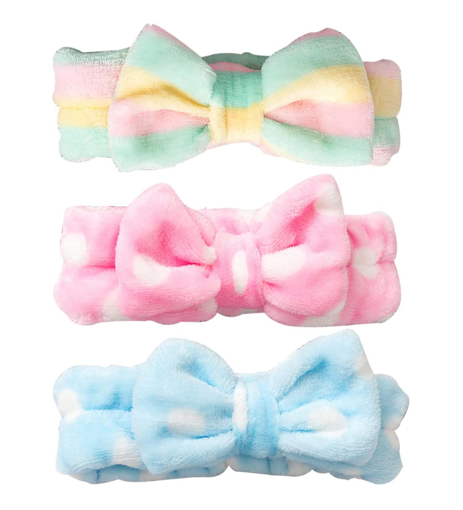 Androxeda Spa Headband Set - 3 Bowknot Hair Bands for Makeup & Facial Care | Elastic Hair Bands for Beauty Yoga & Spa - Women's Accessories - Buy Online on GoSupps.com