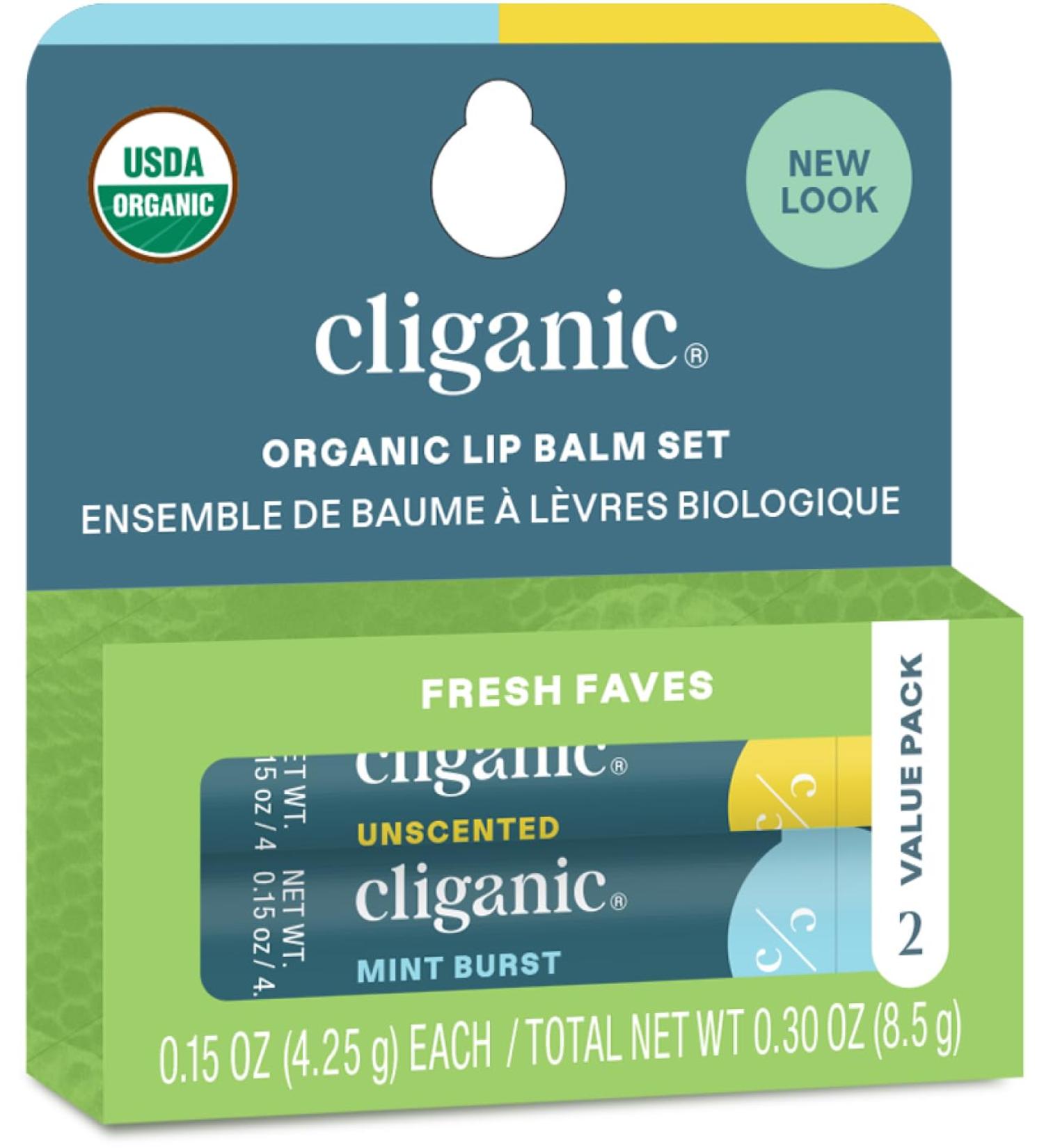 Cliganic Organic Lip Balm 2 pack - Fresh Faves Fresh Faves 1 Count (Pack of 2) - Buy Online on GoSupps.com