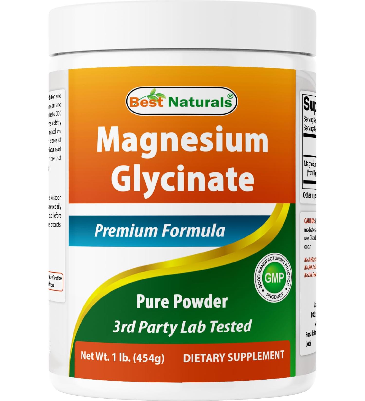 Best Naturals Magnesium Glycinate Powder - 1 Pound (1 LB (Pack of 1)) Unflavored 16 Ounce (Pack of 1) - Buy Online on GoSupps.com