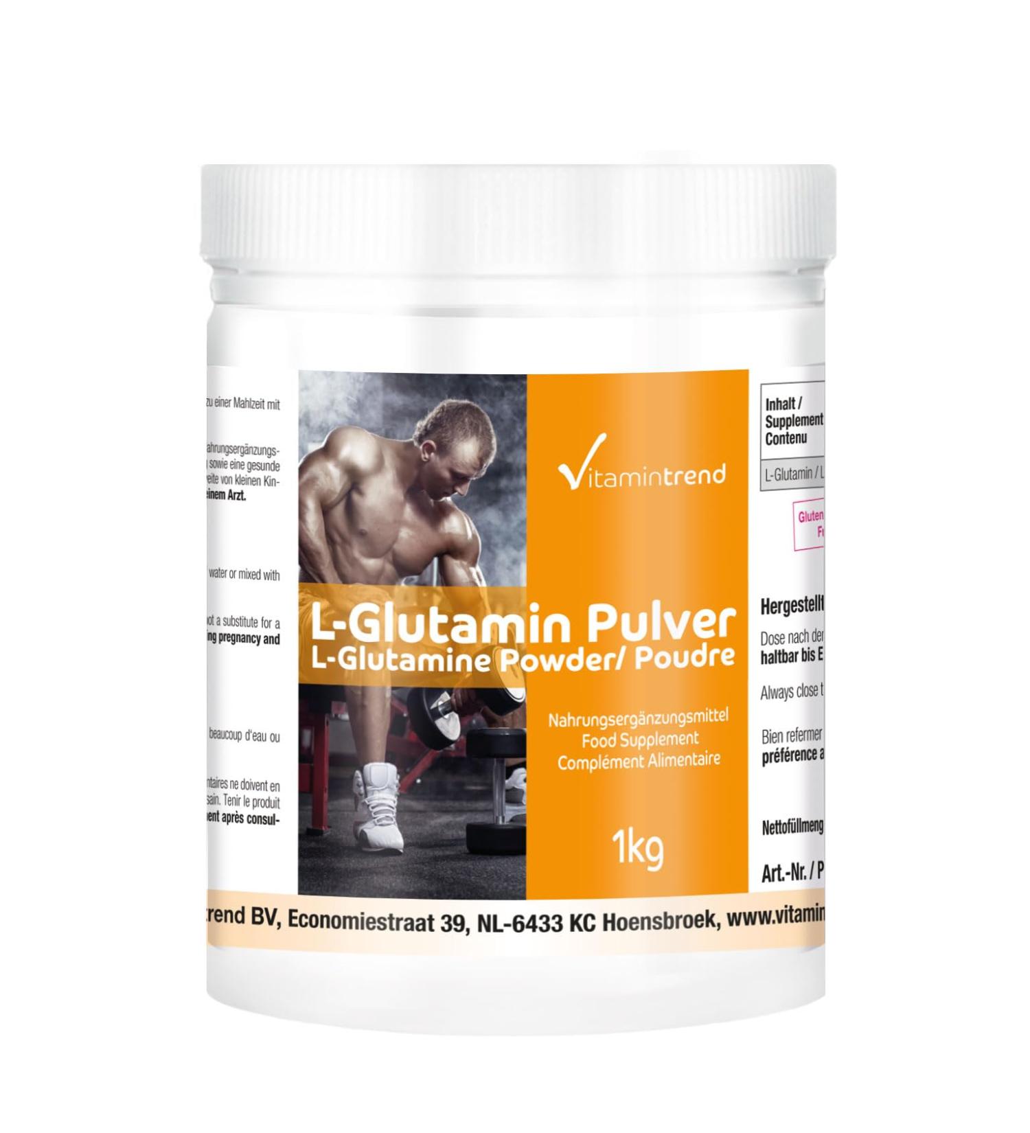 Pure L-Glutamine Powder - 1 kg High-Dose Vegan Supplement | 6-Month Supply Additive-Free Proteinogenic Amino Acid from Germany | Vitamin Trend - Buy Online on GoSupps.com