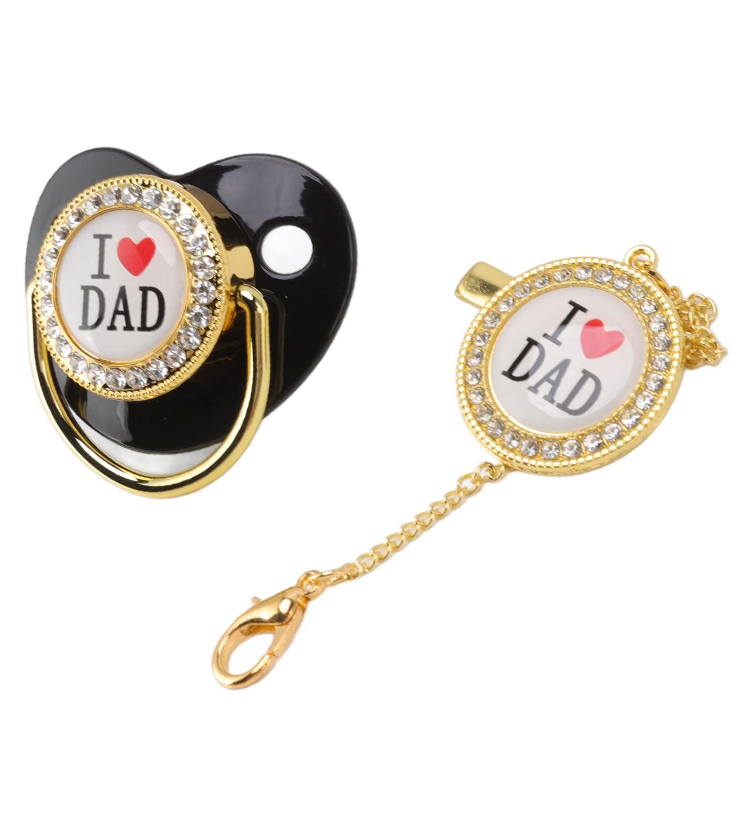 Rhinestone Baby Pacifier - Glittering BPA-Free Silicone Snuller with Chain Clip | Essentials for Premature Babies - Buy Online on GoSupps.com