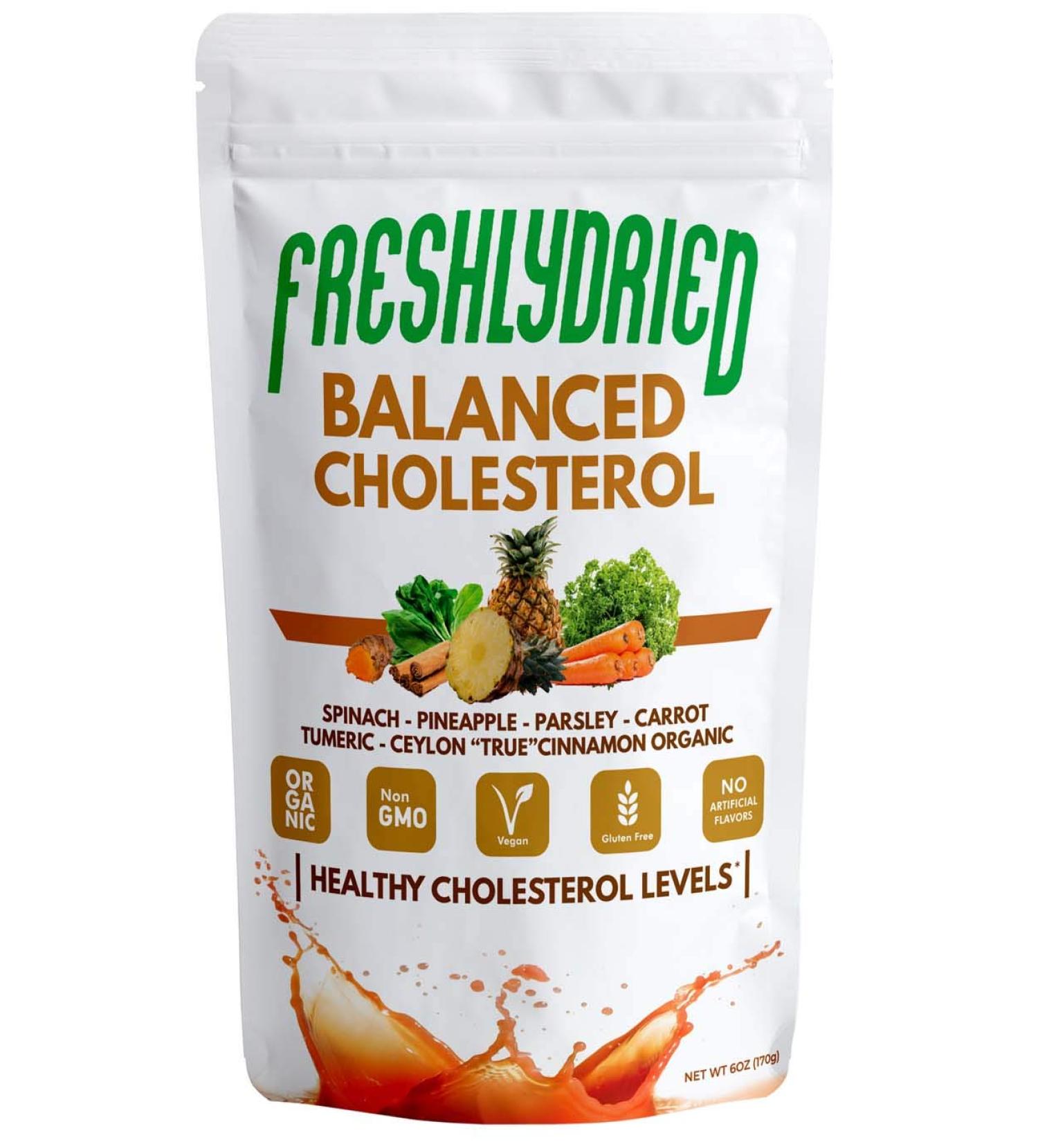 FreshlyDried Balanced Cholesterol Powder - Supports Healthy Cholesterol Levels - w/Tumeric Ceylon True Cinnamon Spinach Parsley Pineapple - Vegan-Friendly 17 Servings 6 Ounces - Buy Online on GoSupps.com