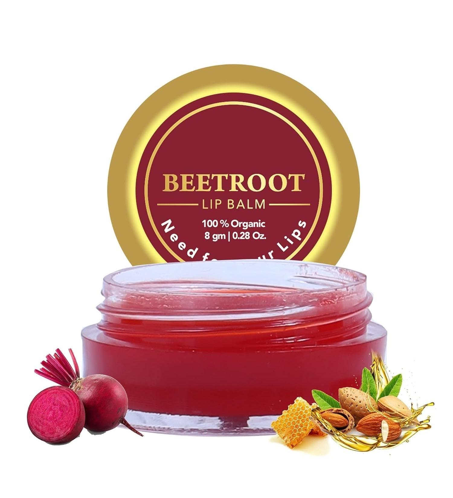 KP Beetroot Lip Balm For Women & Men -Dry/Chapped Lips With Honey Shea Butter Cocoa Butter & Almond Oil Women & Men 8g