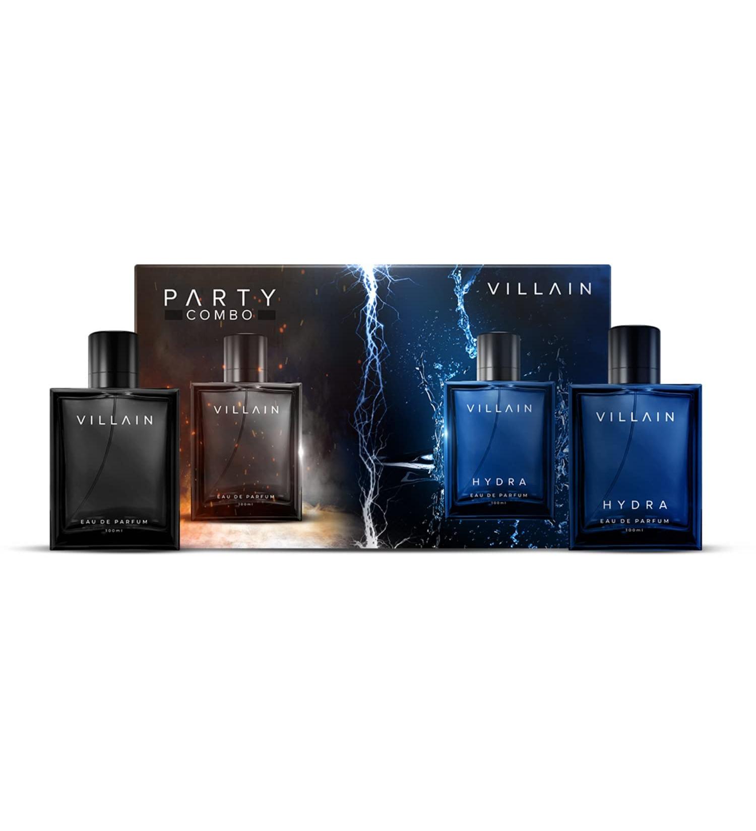 Villai-in Luxury Villain Party Combo |Classic & Hydra EDP Combo Pack of 2 Premium Long Lasting Perfume .Hydra EDP Perfumes Combo Pack of 2 Premium Long Lasting Perfume for Men 100 Ml Each - Buy Online on GoSupps.com