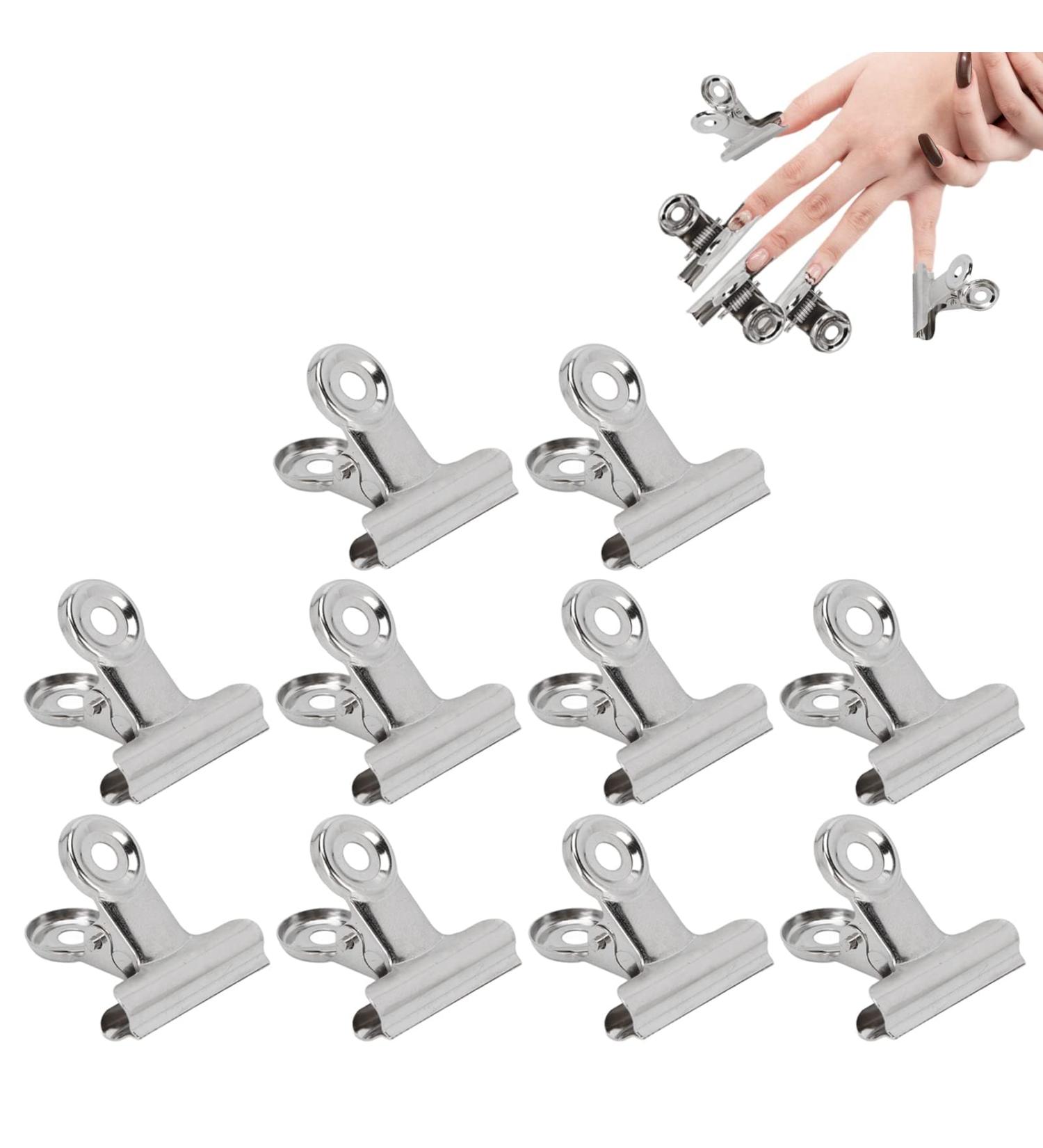 10 Nail Tip Clips for Quick Nail Shape Construction - Metal Nail Extension & Fiberglass Fixation Accessories for Home Salons - Buy Online on GoSupps.com