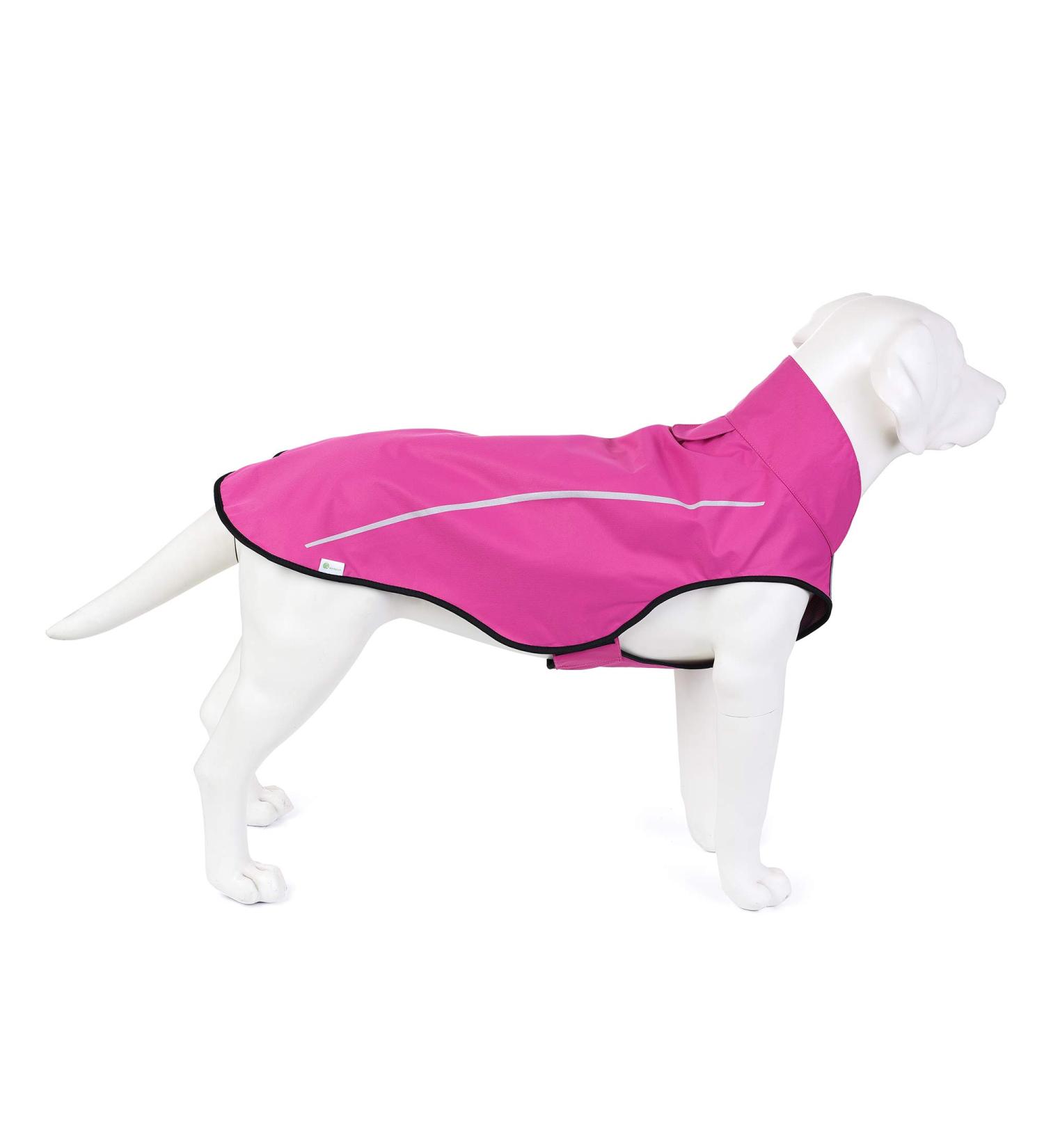 Mile High Life Adjustable Waterproof Pet Jacket - Large Pink Hundersmantel with Reflective Strip for Easy Entry | Light Rain Clothing for Dogs - Buy Online on GoSupps.com