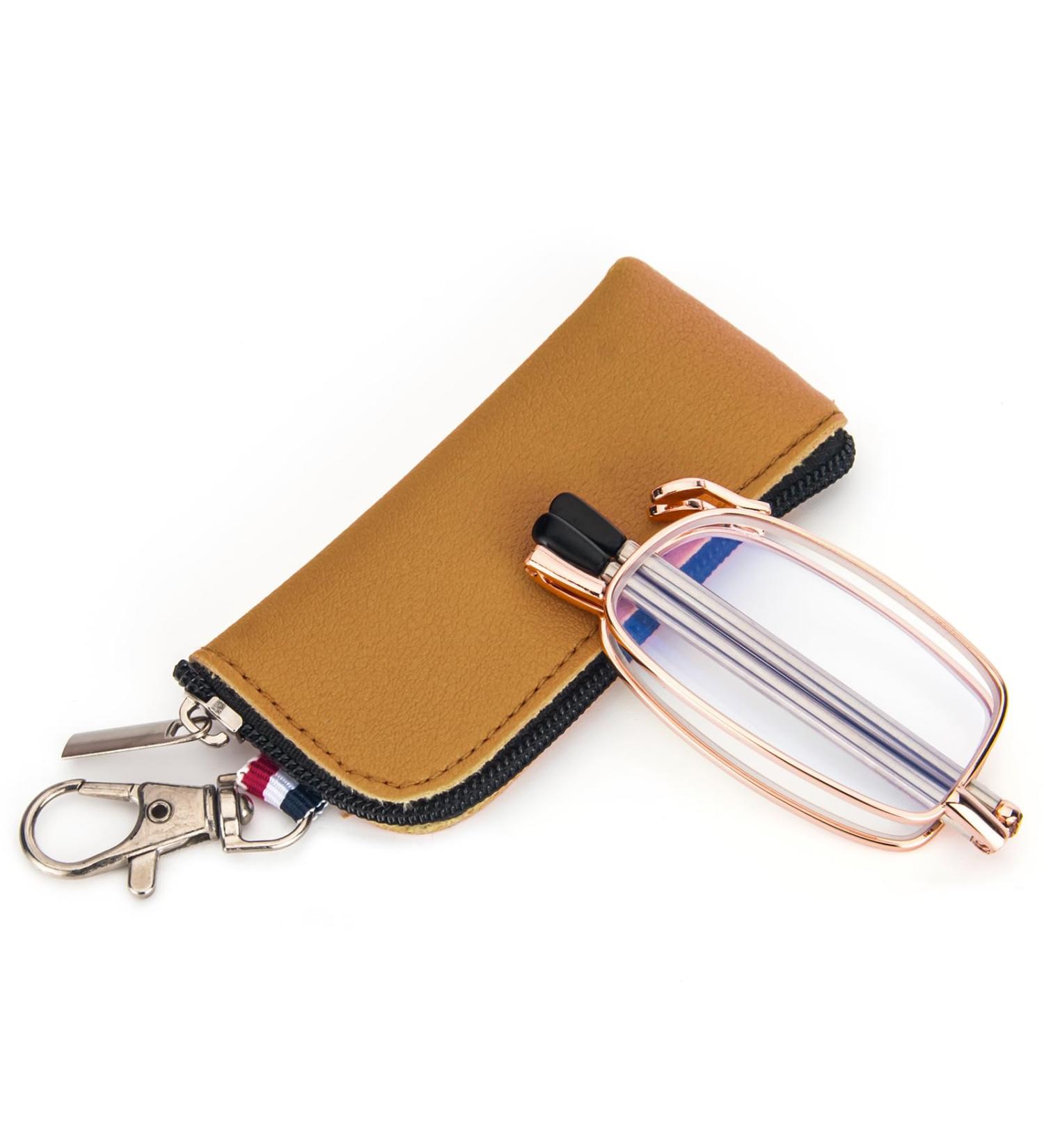 MMOWW Foldable Reading Glasses for Men & Women - Telescopic Anti Blue Light Mini Glasses (Rose Gold +1.5x) - Portable Zipper Case - Buy Online on GoSupps.com