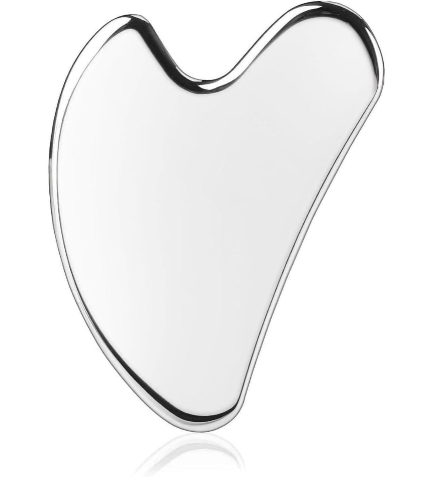 Heart Style Stainless Steel Gua Sha Facial Tool | Metal Gua Sha for Tightening Skin & Massaging Face Body Neck | Best Beauty Tool in Silver - Buy Online on GoSupps.com
