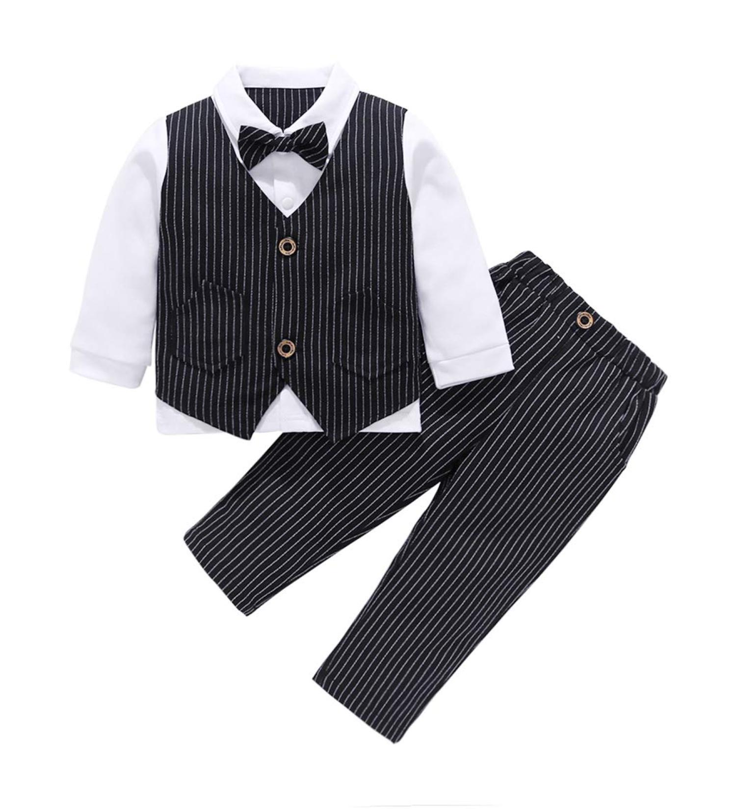 AmzBarley Baby Boys' Gentleman Suit | Formal Tuxedo Romper for Kids | Black 205, 2-3 Years - Buy Online on GoSupps.com