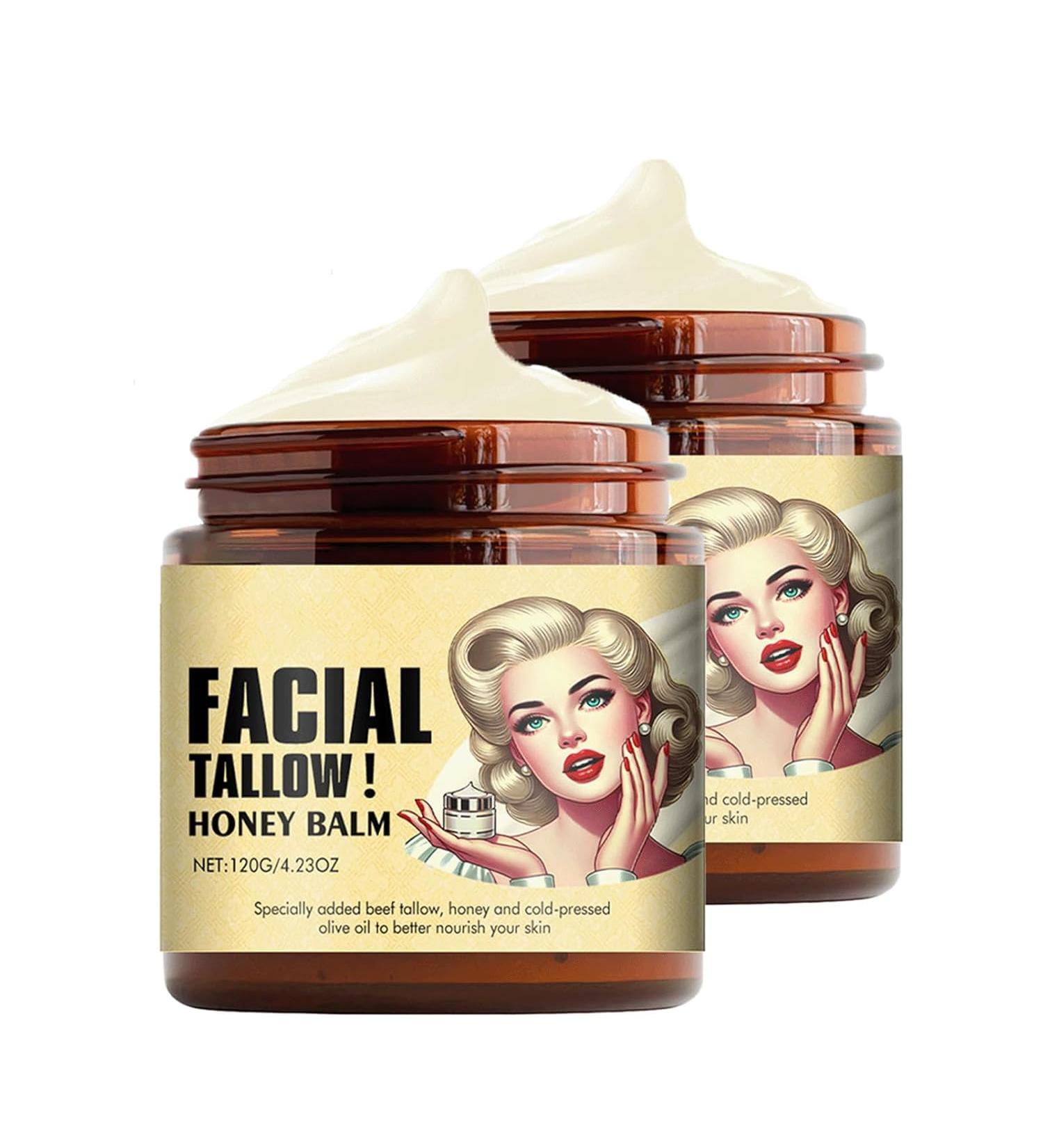 Whipped Beef Tallow & Honey Balm Grass Fed Face Cream Tallow Moisturizer Deeply Nourishing Skin Care 4.23 Oz (2 Pack) - Buy Online on GoSupps.com