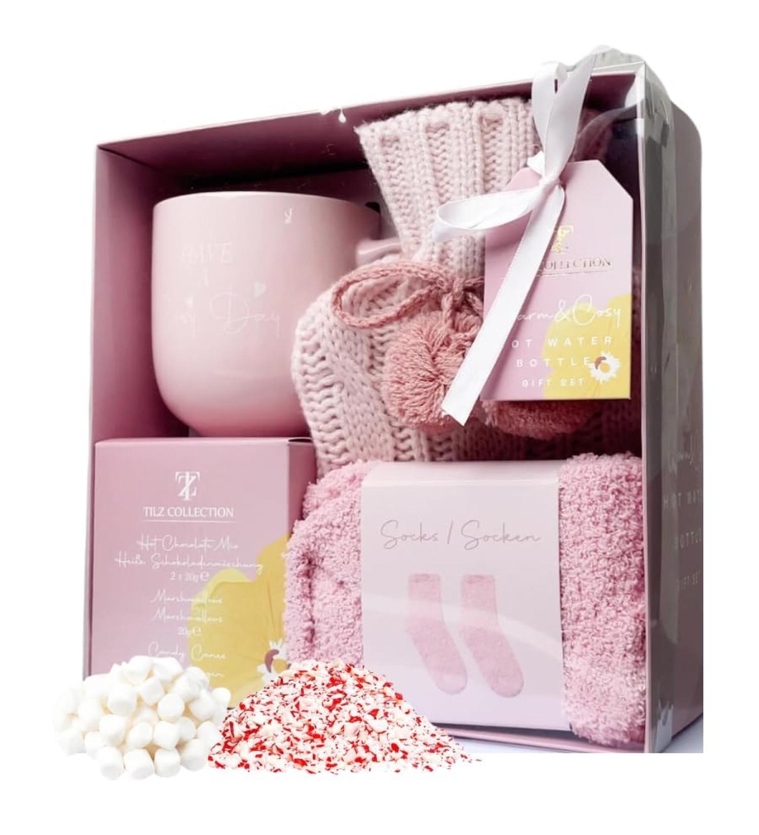 Hot Water Bottle Gift Set - Christmas Cosy Bundle with Mug, Hot Chocolate, Marshmallows & More - Buy Online on GoSupps.com