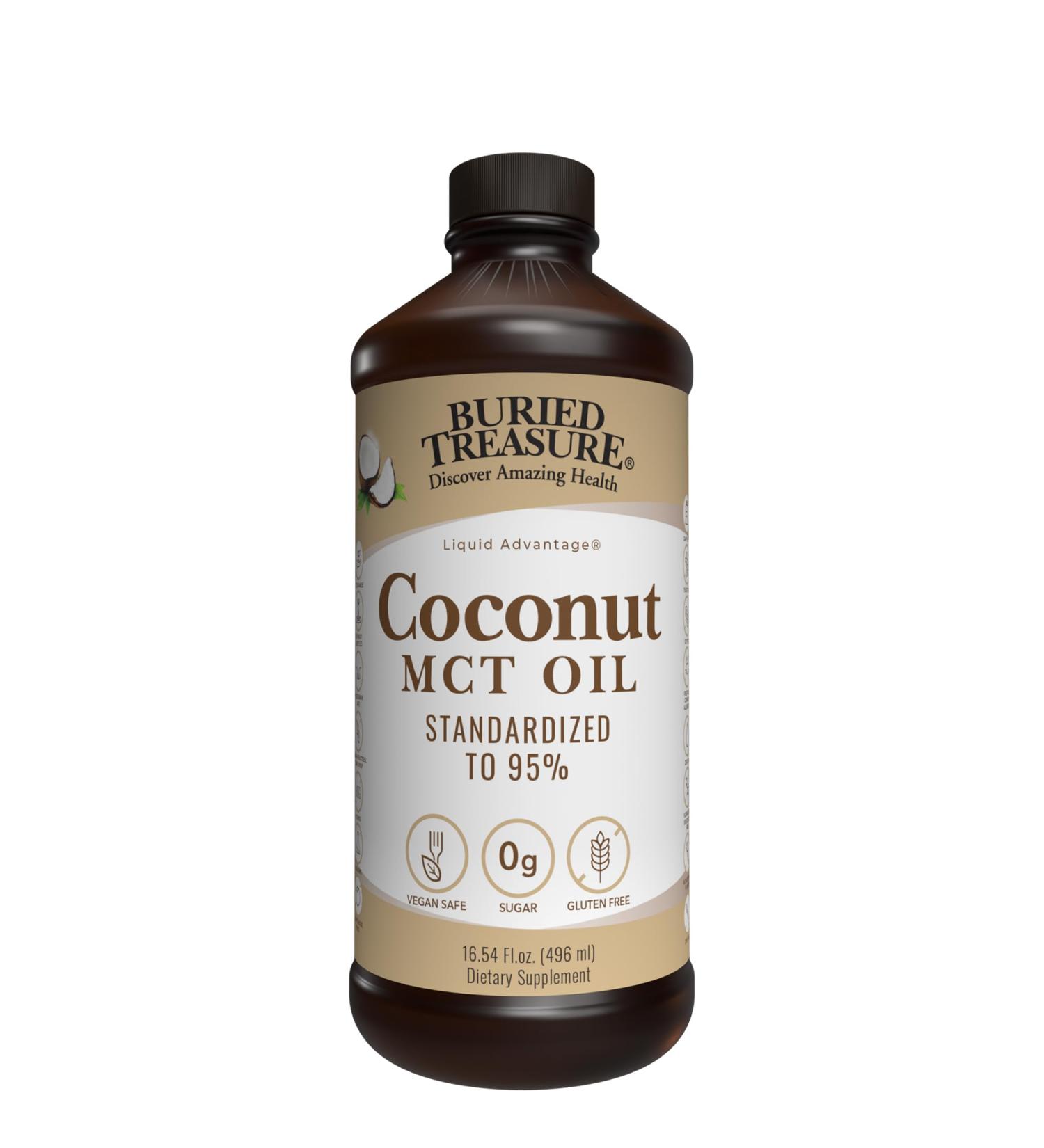 Buried Treasure MCT Coconut Oil Pure for Brain and Metabolic Boost16 oz BPA Free Bottle - Buy Online on GoSupps.com
