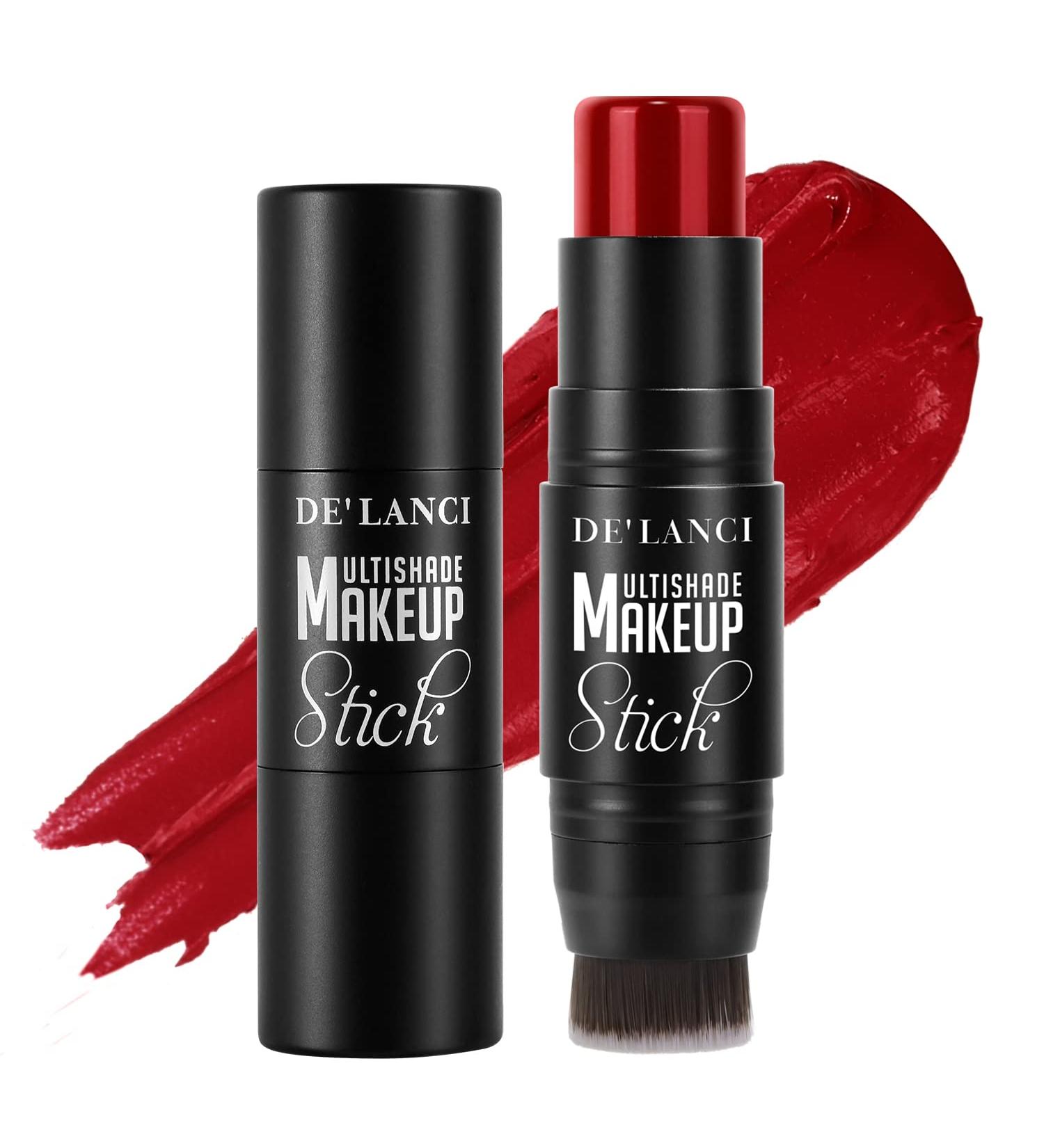 DE LANCI Matte Blush Stick for Cheeks - Dark Red, Ultra Pigmented Color Pop Makeup with Built-in Brush - Travel Size, Cruelty-Free Gift for Women/Girls - Buy Online on GoSupps.com