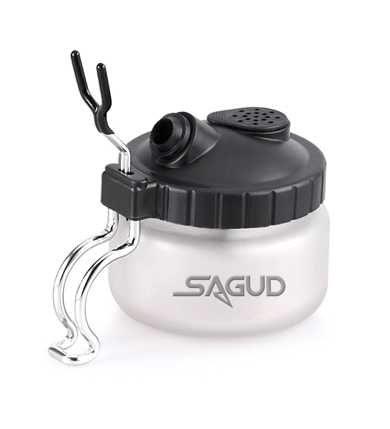 SAGUD Airbrush Cleaning Pot Kit with Strong Glass Bottles & Holder Station - Buy Online on GoSupps.com