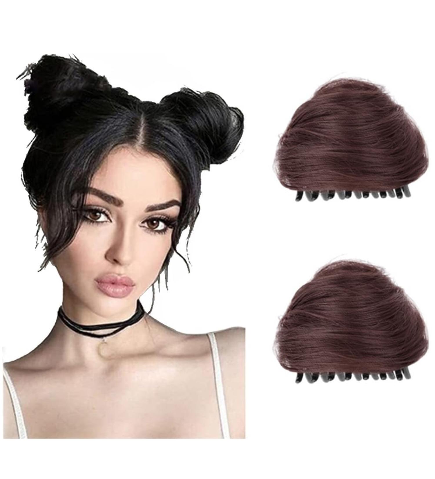 Cat Ears Hair Donut Chignon Claw Clip in Messy Hair Bun Space Bun Hair Pieces Cat Ears Bun Hair Extensions Wig Accessory Ponytail Hairpieces for Women Girls (Dark Brown) - Buy Online on GoSupps.com
