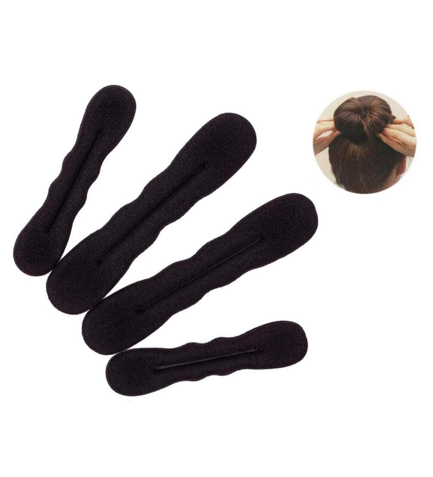 4-Piece Magical Hair Knot Aid Set - Black Foam Sponge Duttband Styling Tools for Women & Girls - DIY Hair Accessories - Buy Online on GoSupps.com