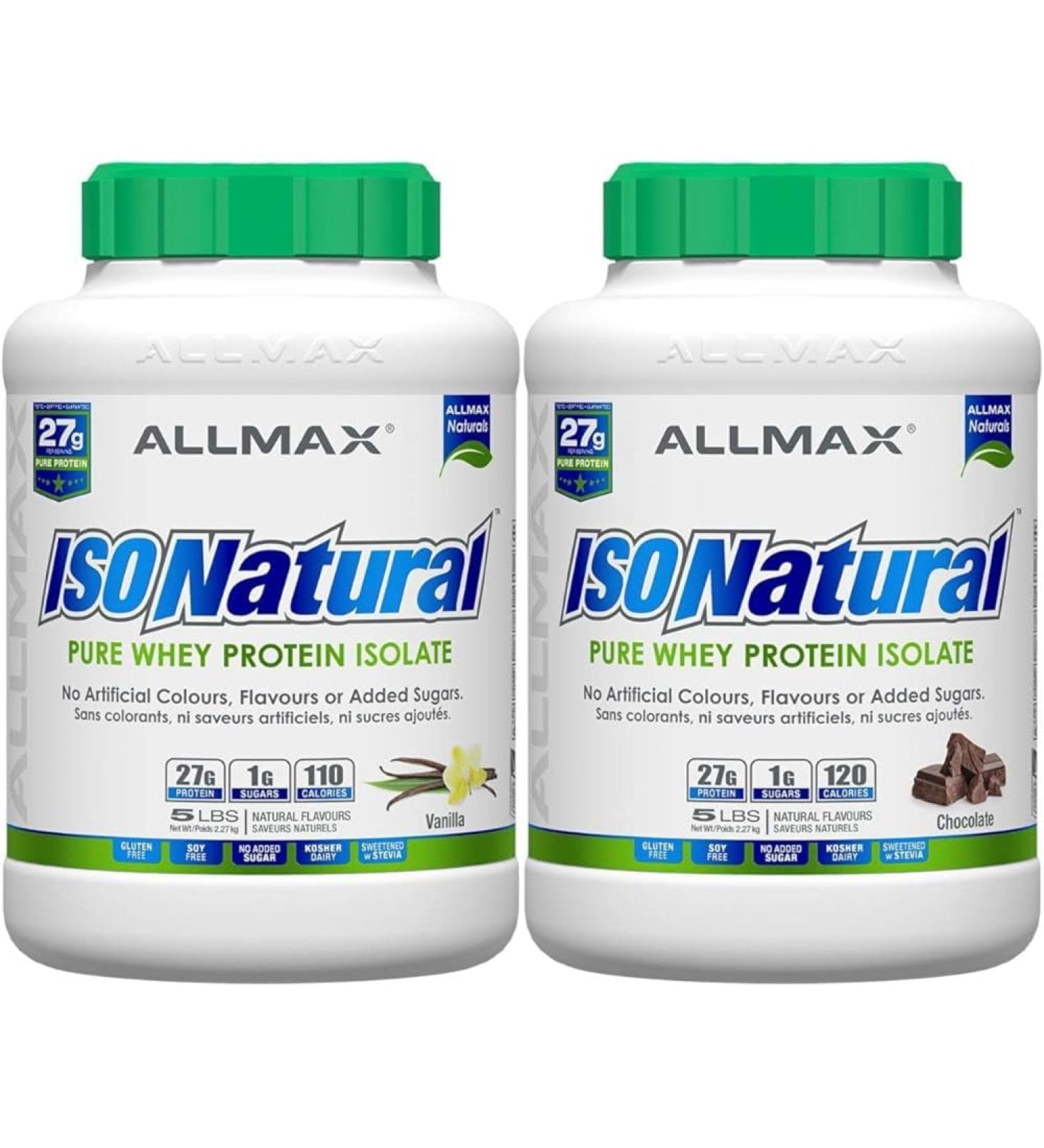ALLMAX Nutrition - ISONATURAL - 100% Ultra-Pure Natural Whey Protein Isolate - Vanilla - 5 Pound & Naturals Nutrition - ISONATURAL - 100% Ultra-Pure Natural Whey Protein Isolate - Chocolate - Buy Online on GoSupps.com