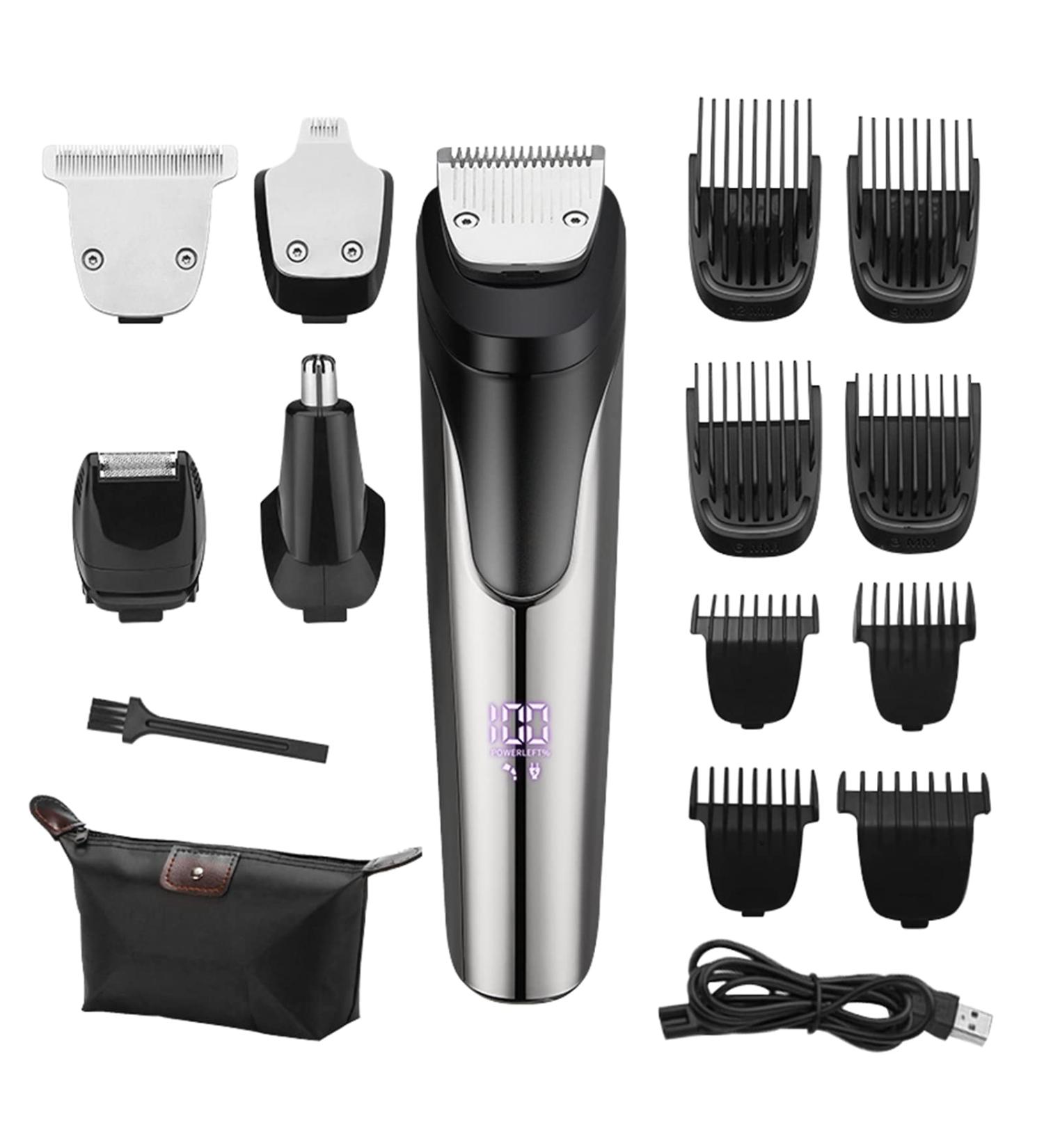 Abbray Beard Grooming Kit for Men Beard Mustache Nose Ear Hair Trimmer Face Shavers and Hair Clippers All-in-One Mens Grooming Kit Set Electric Cordless & Led Display USB Rechargeable - Buy Online on GoSupps.com
