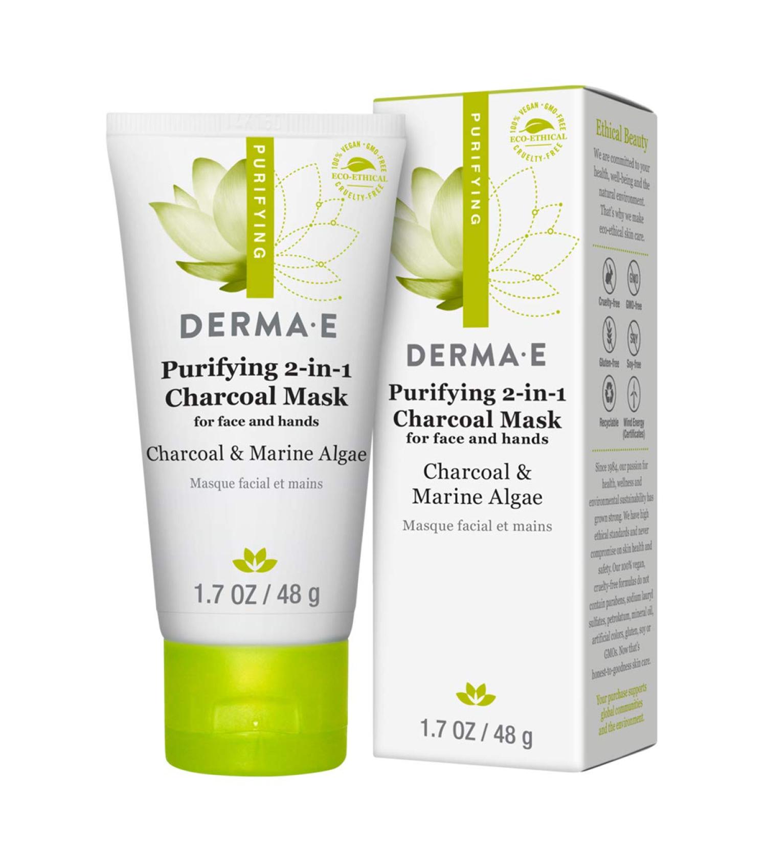 Derma E Purifying 2-in-1 Charcoal Mask - Detoxifying Facial Treatment 1.7 oz - Buy Online on GoSupps.com