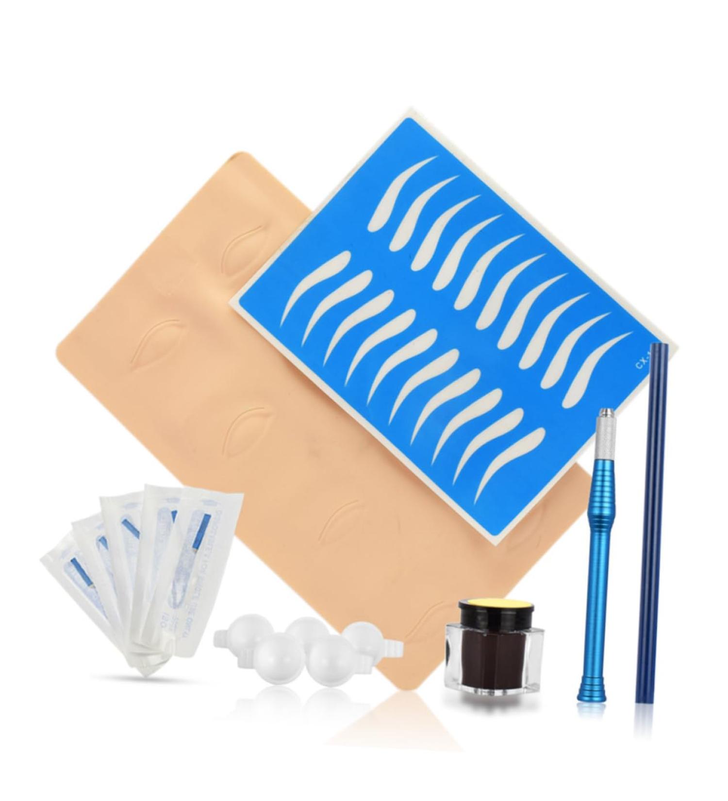 Beatifufu Practice Cup Manual Dark Blue and Eye Ink Embroidery Microblading Kit Pigment Eyebrow Skin - Buy Online on GoSupps.com